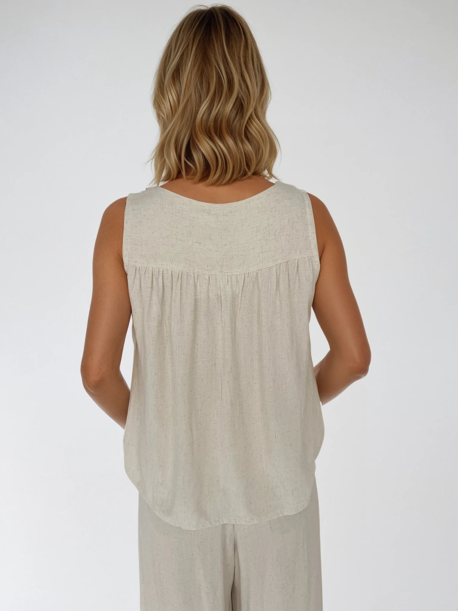 Zephyr Tank | Wheat | Viscose Linen - Saffron Road