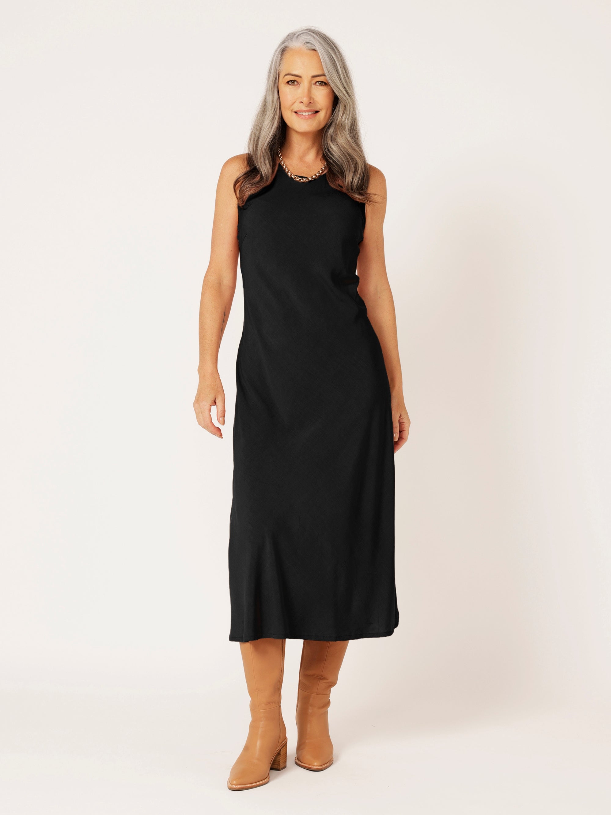 High Neck Shift Dress | Black - Saffron Road