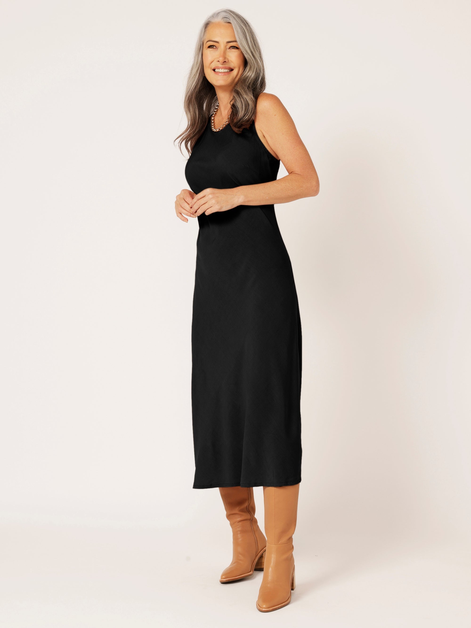 High Neck Shift Dress | Black - Saffron Road