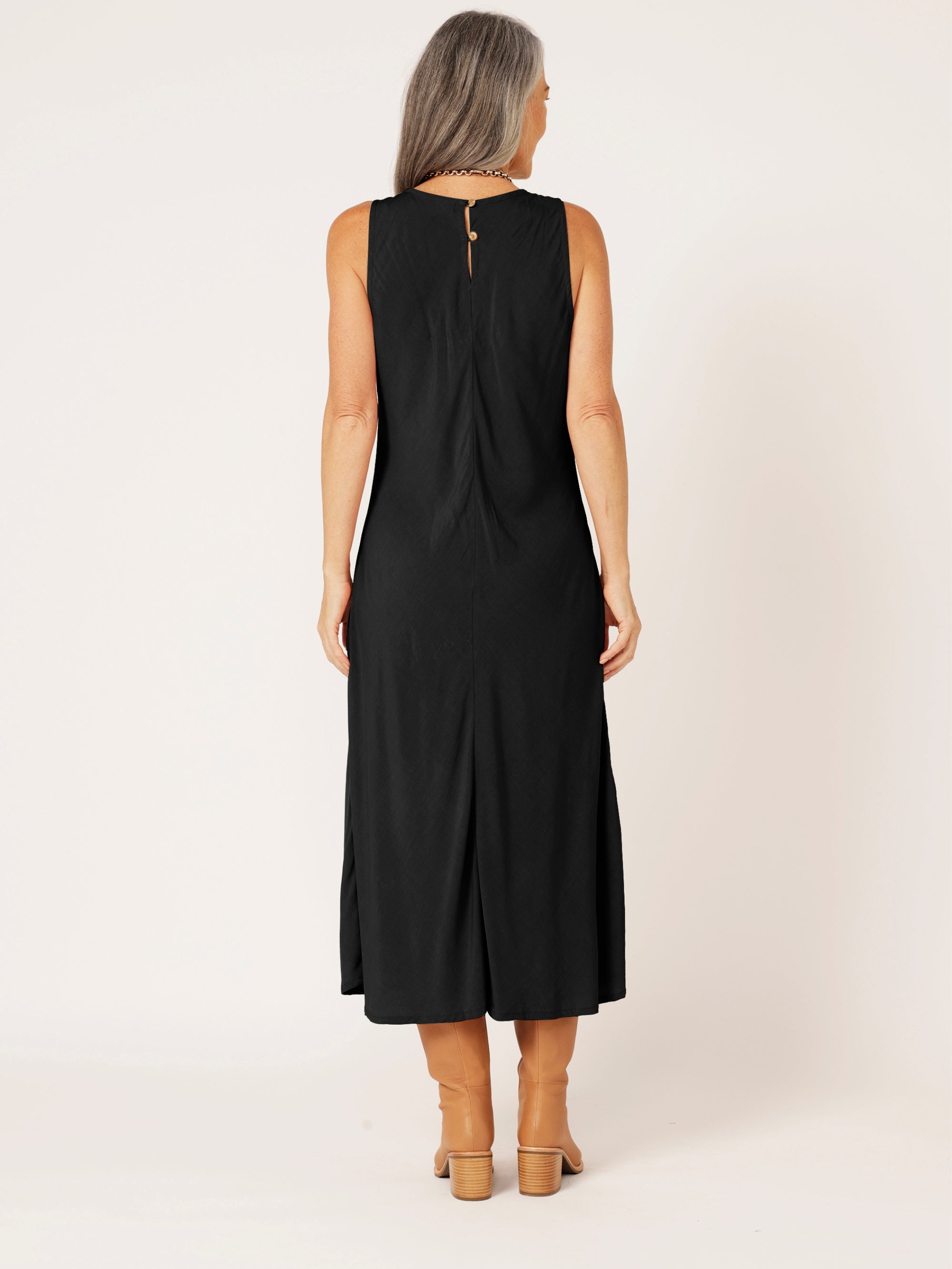 High Neck Shift Dress | Black - Saffron Road