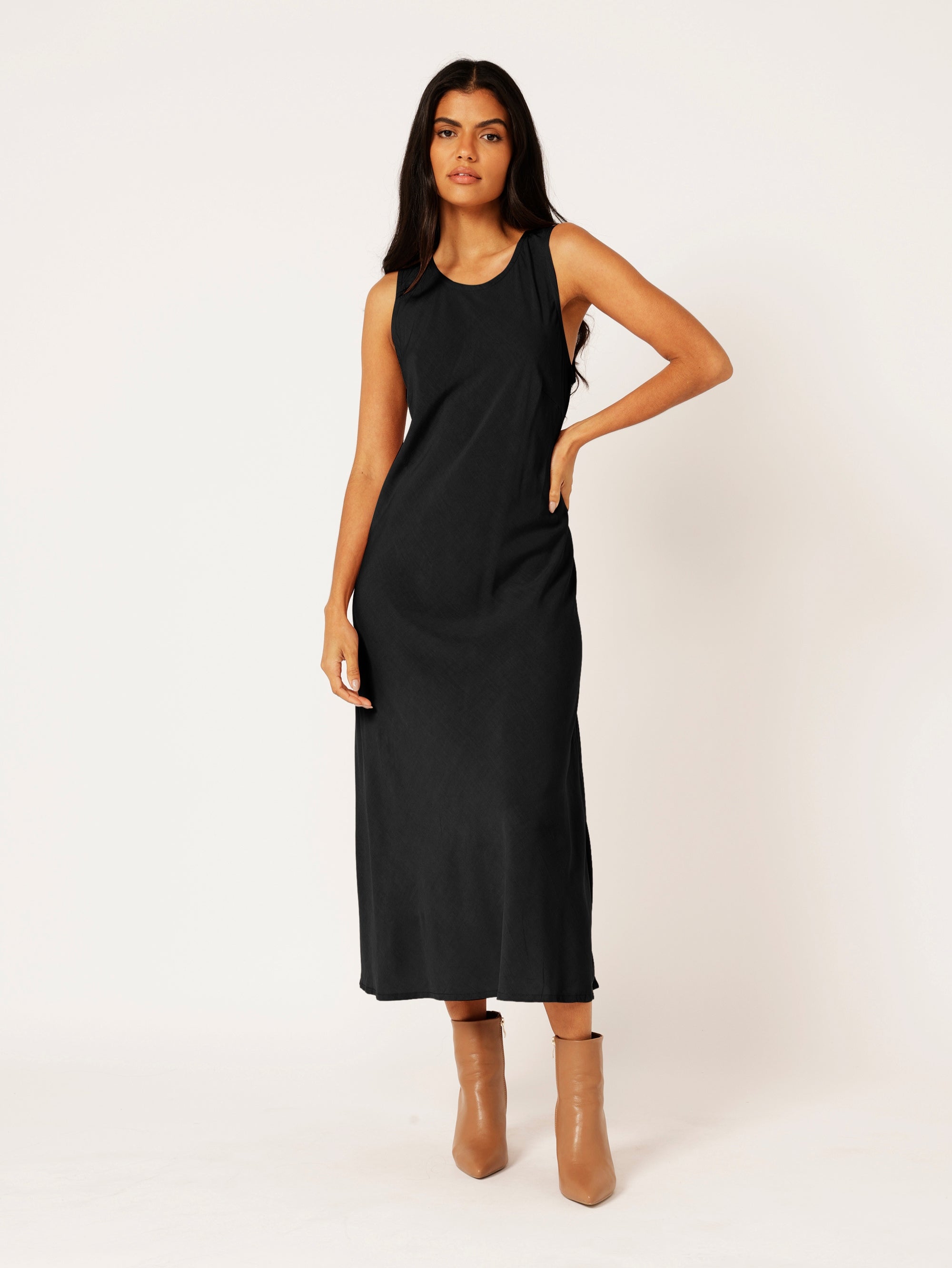 High Neck Shift Dress | Black - Saffron Road