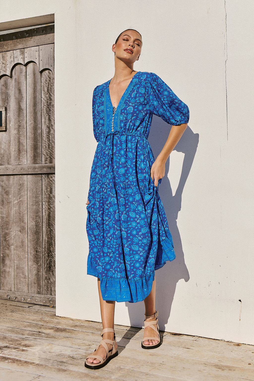 Saffron Road | Boho Drifter Dress | Maxi Dress | Blue Hawaii