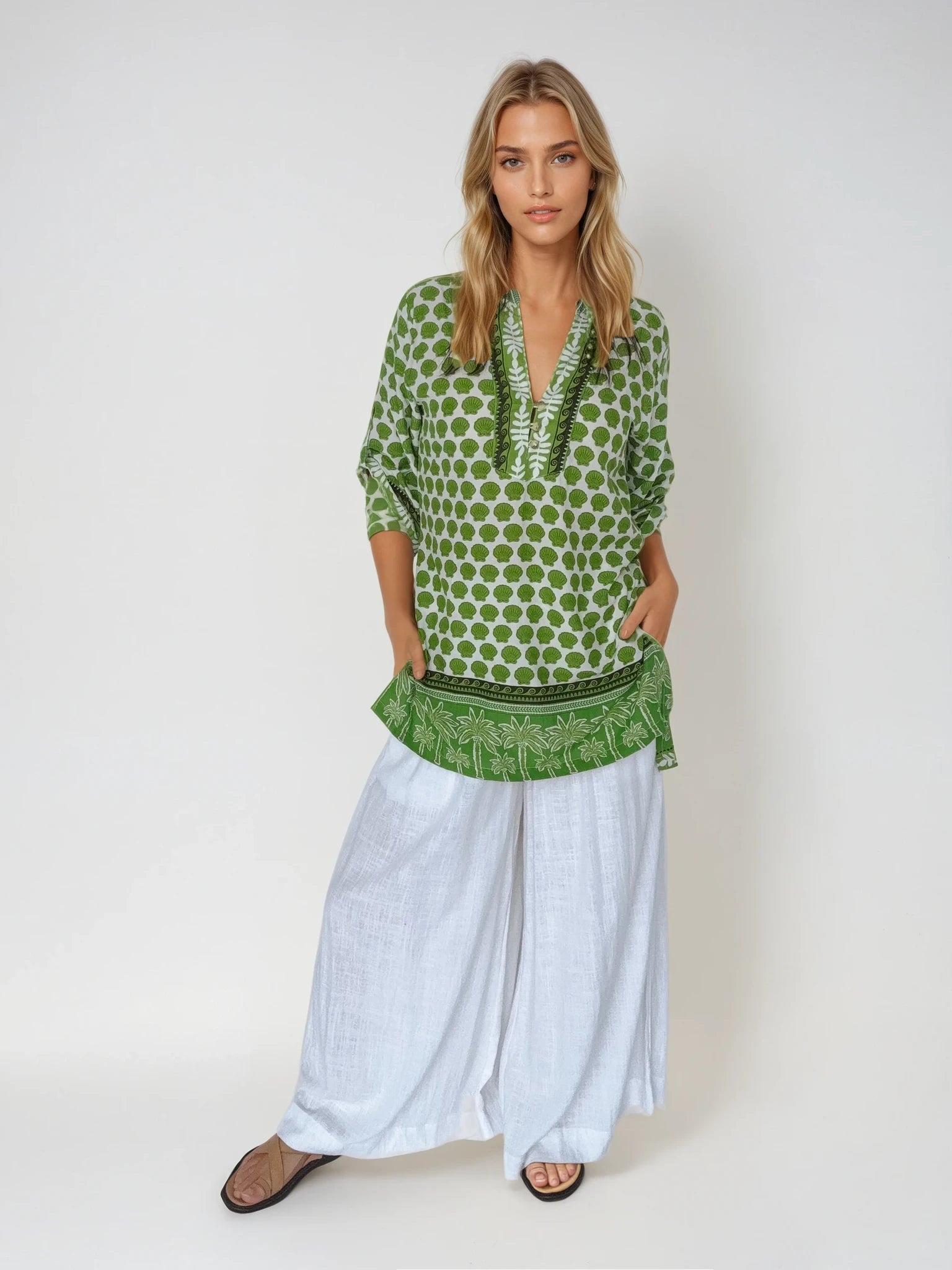 Caftan Blouse | Palm Green - Saffron Road