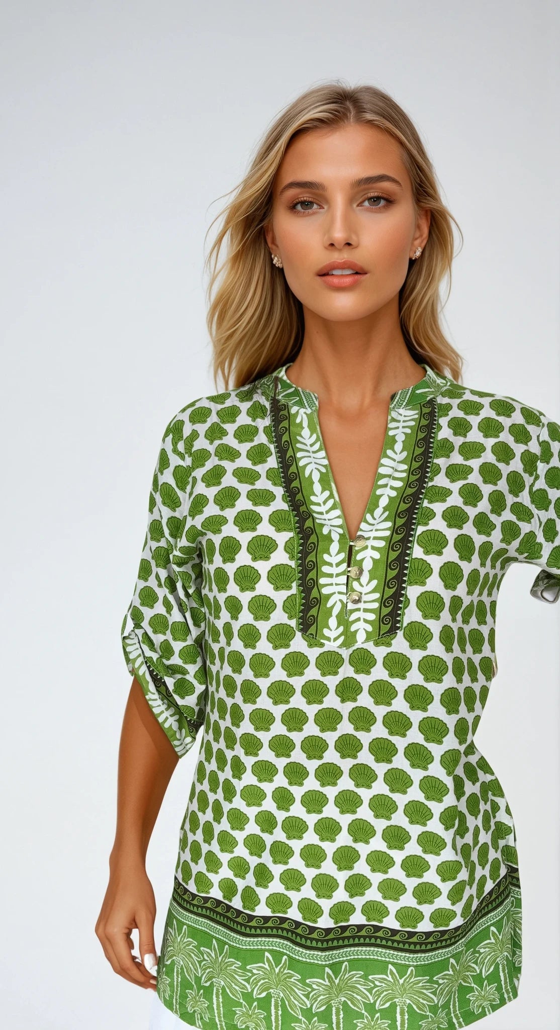 Caftan Blouse | Palm Green - Saffron Road