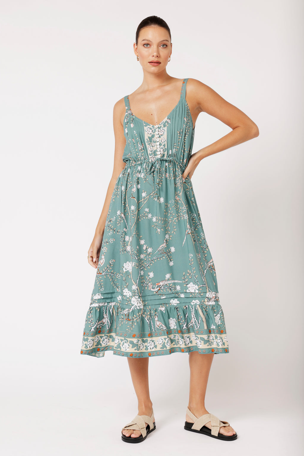 Saffron Road | Summer Wanderlust Midi Dress | Lovebird Sage