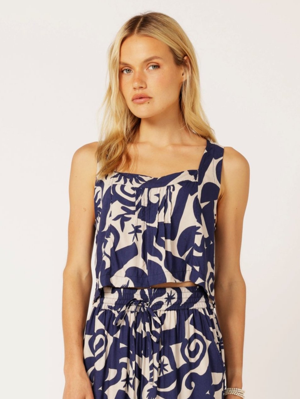 Lotus Tank | Soleil Navy - Saffron Road