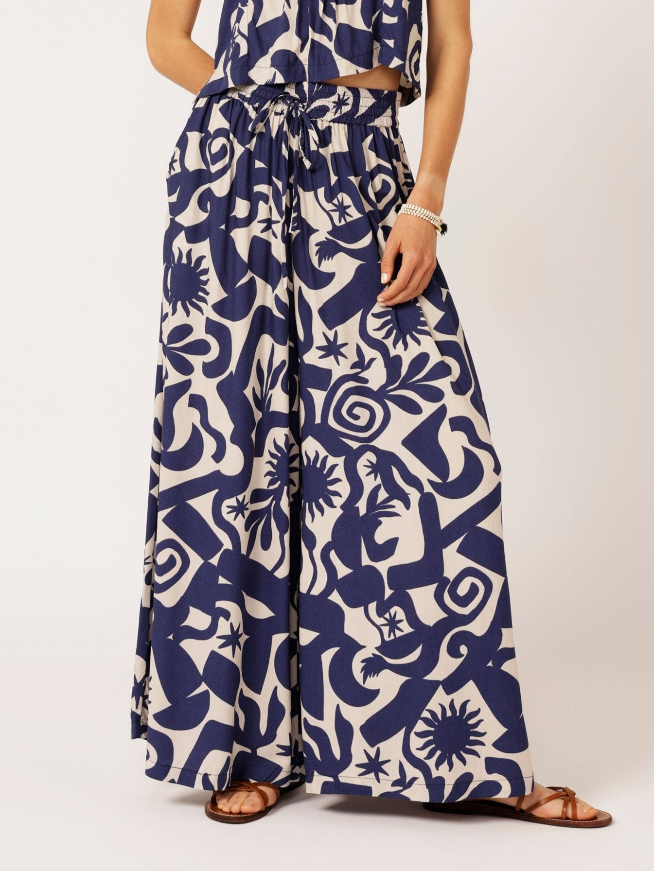 Palazzo Pant | Soleil Navy - Saffron Road