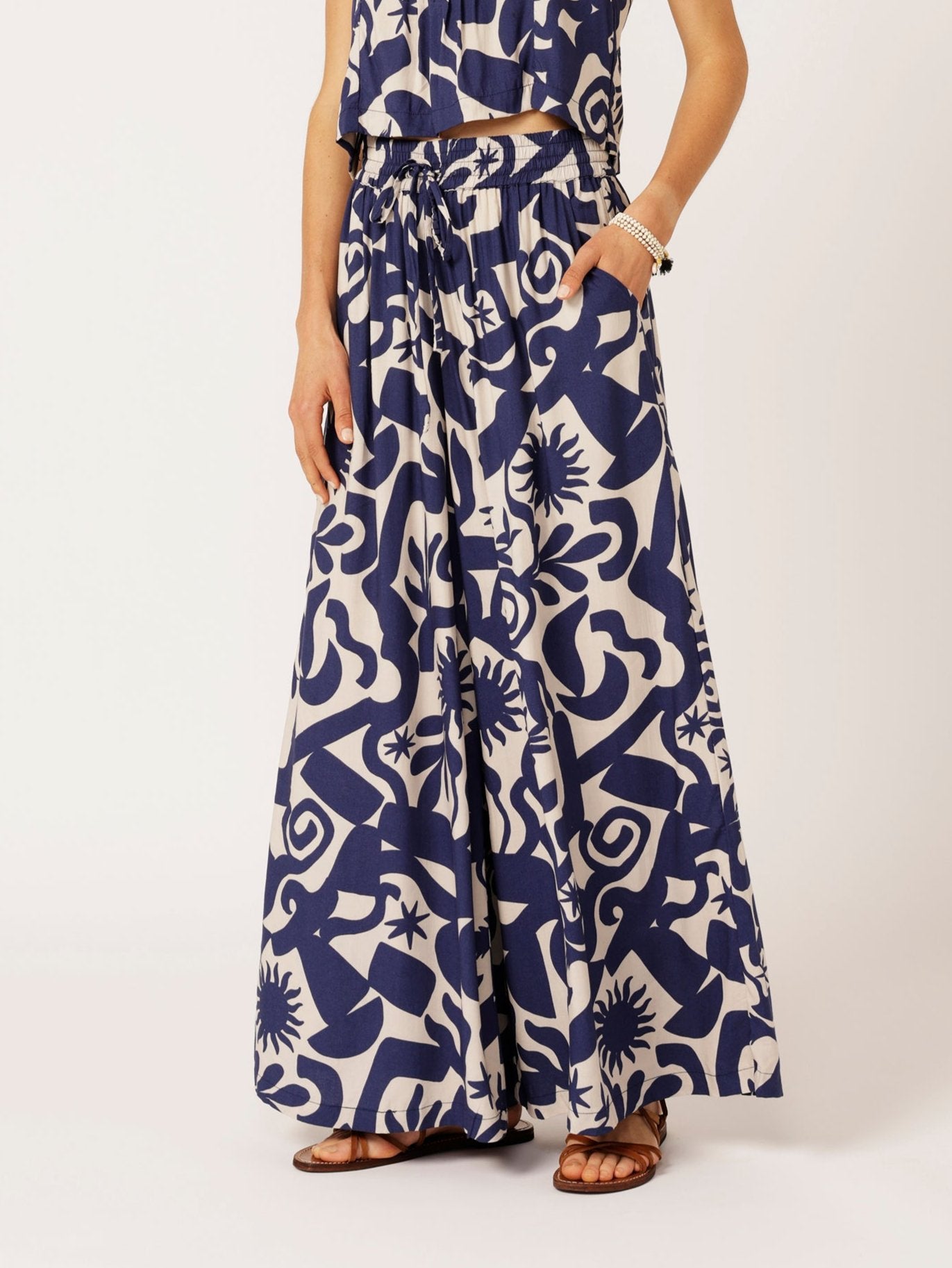 Palazzo Pant | Soleil Navy - Saffron Road