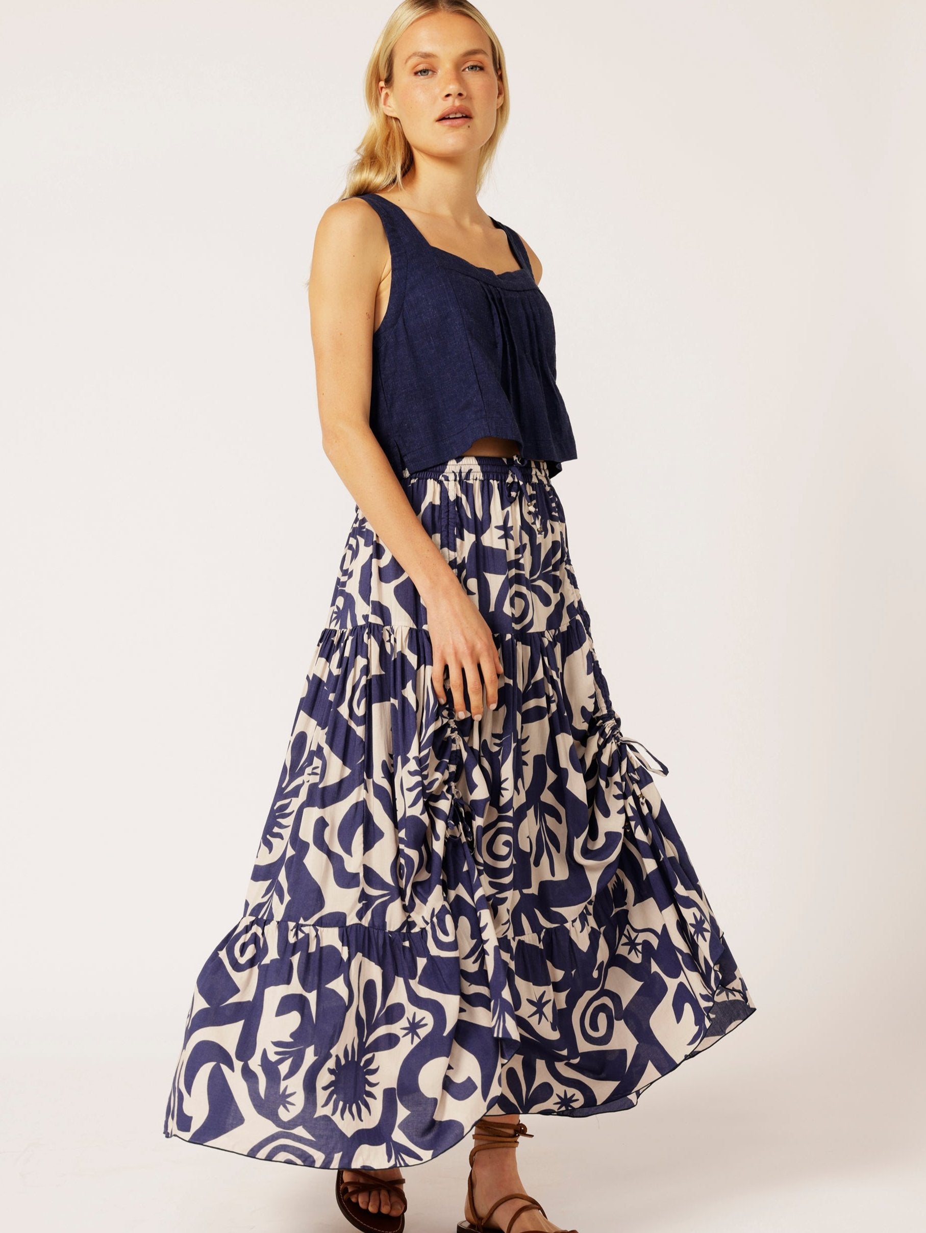 Dahlia Skirt MAXI | Soleil Navy - Saffron Road