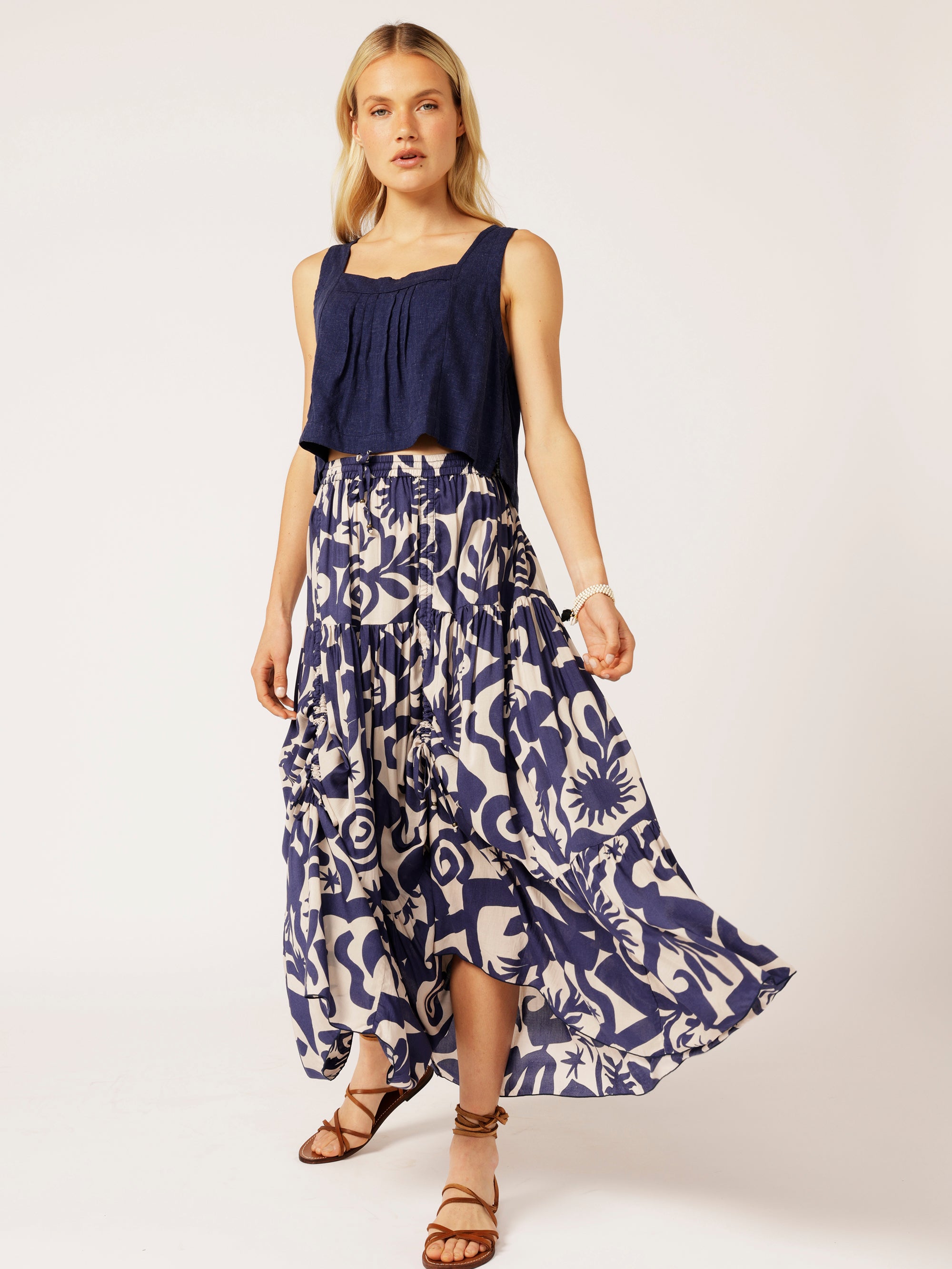 Dahlia Skirt MAXI | Soleil Navy - Saffron Road