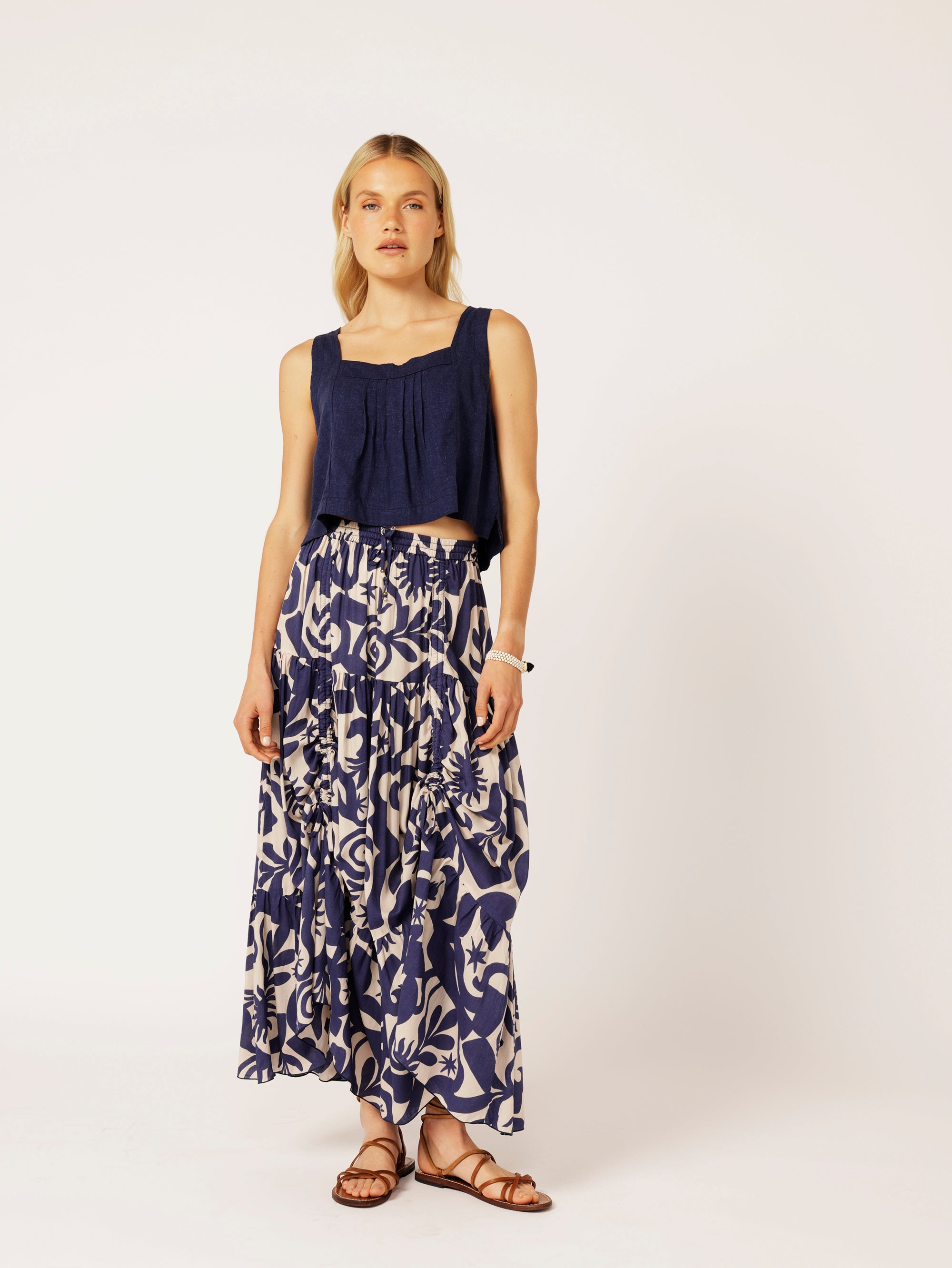 Dahlia Skirt MAXI | Soleil Navy - Saffron Road