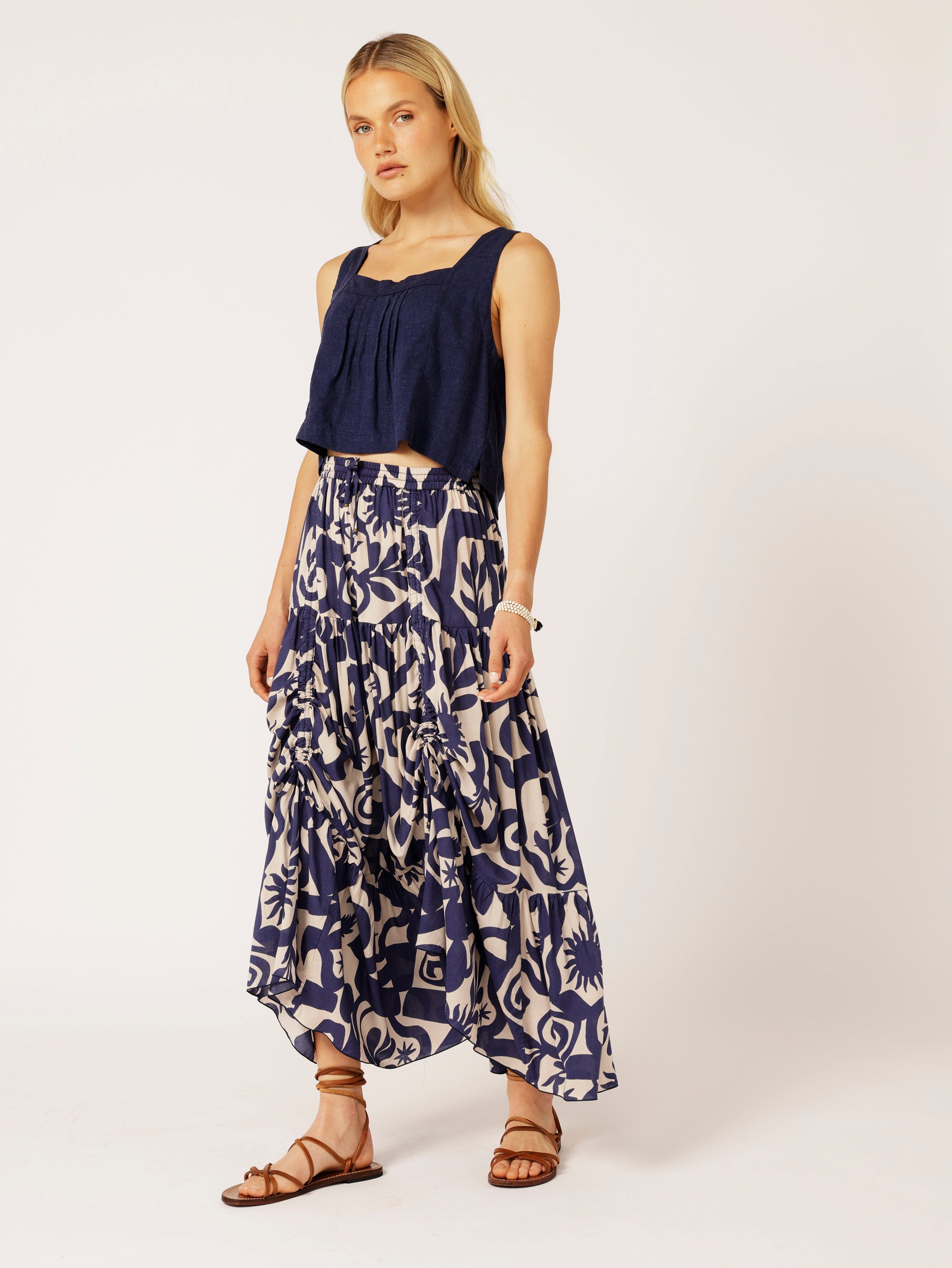 Dahlia Skirt MAXI | Soleil Navy - Saffron Road