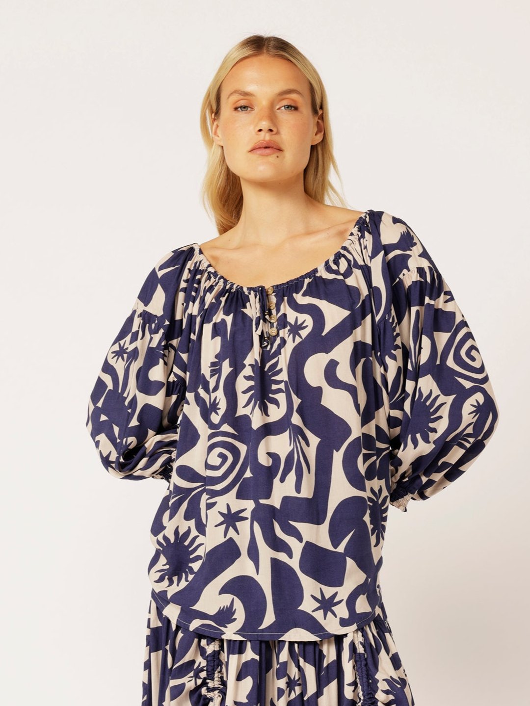 Poets Blouse | Soleil Navy - Saffron Road