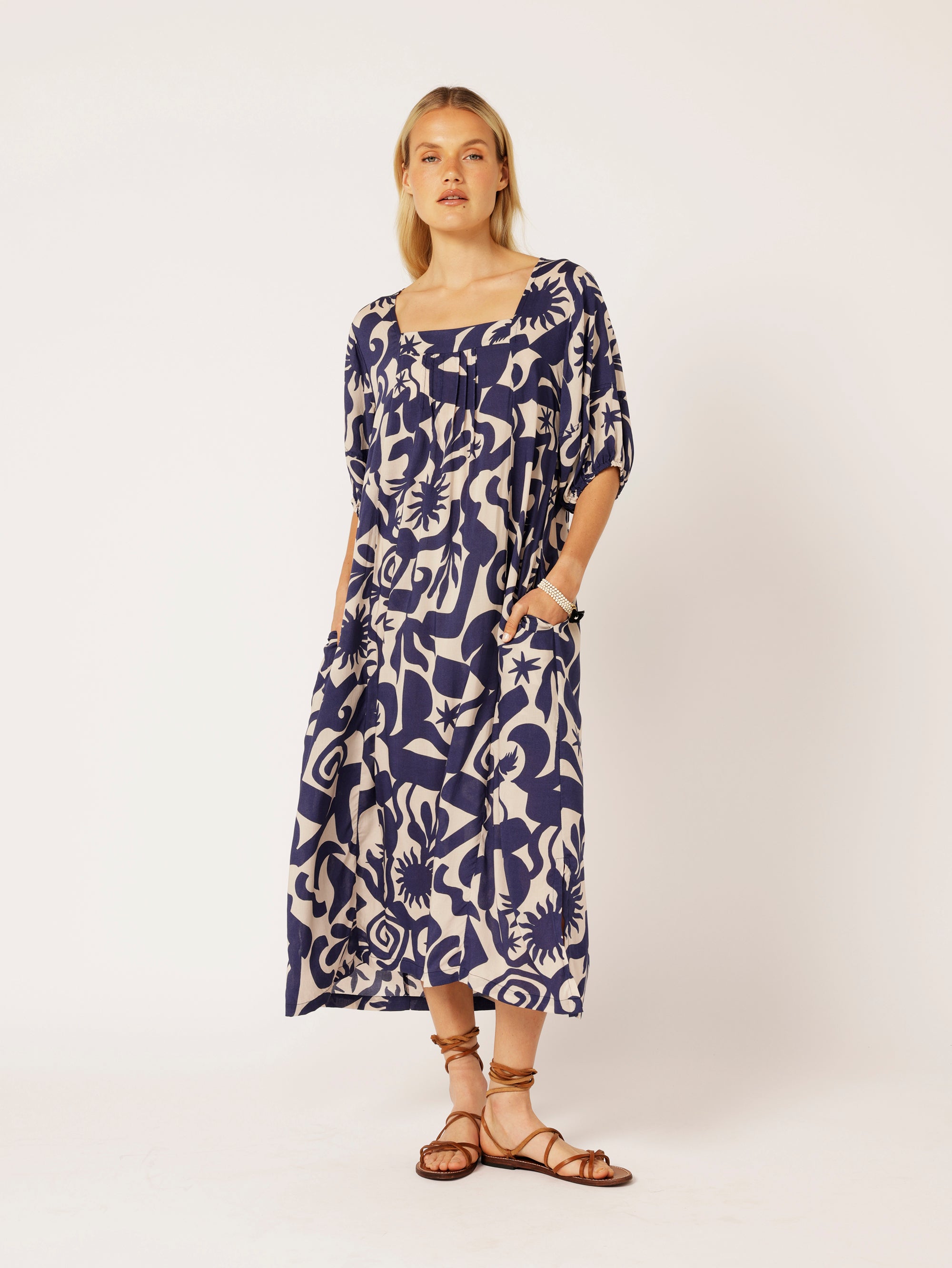 Lotus Dress | Soleil Navy - Saffron Road