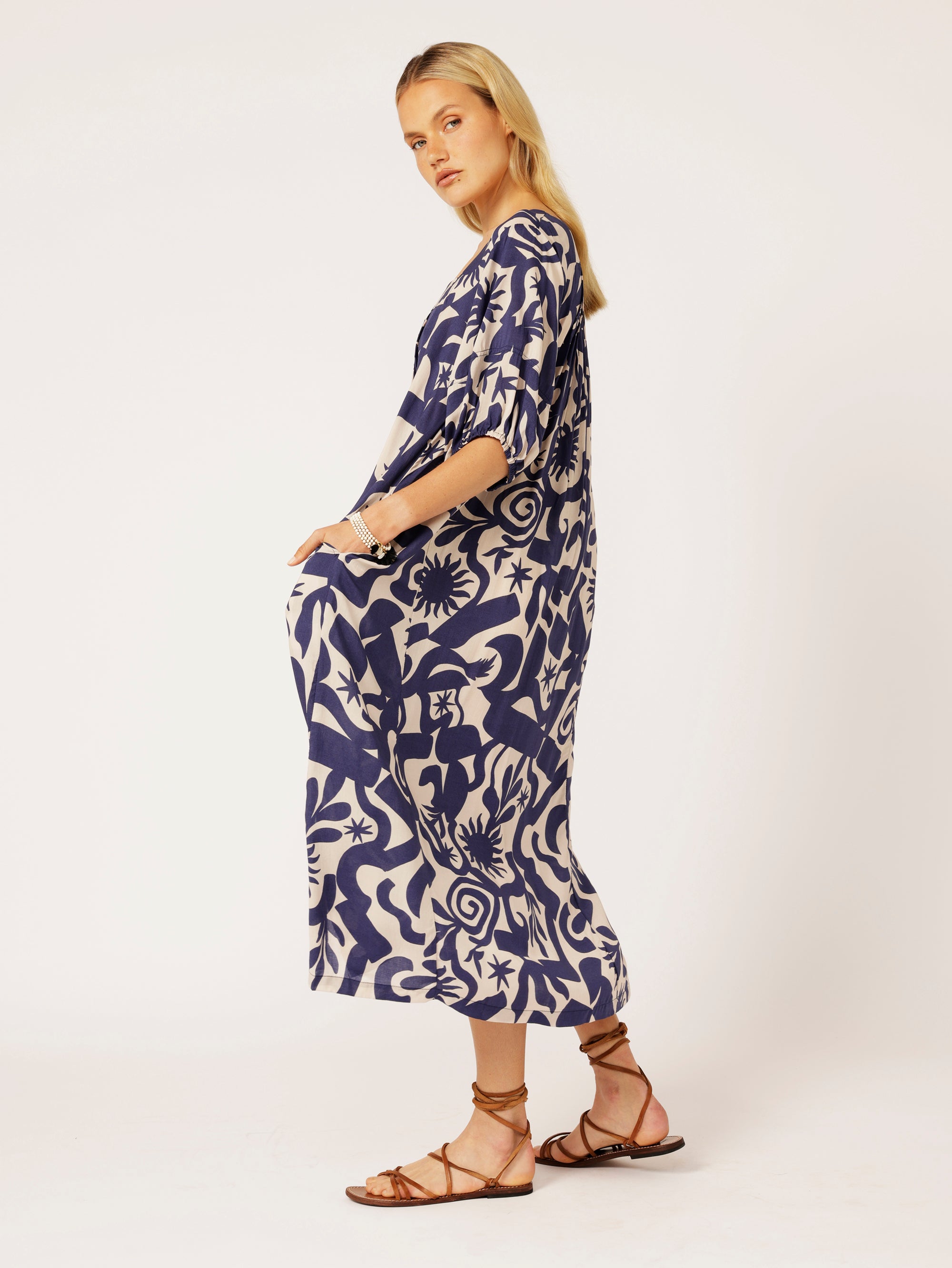 Lotus Dress | Soleil Navy - Saffron Road