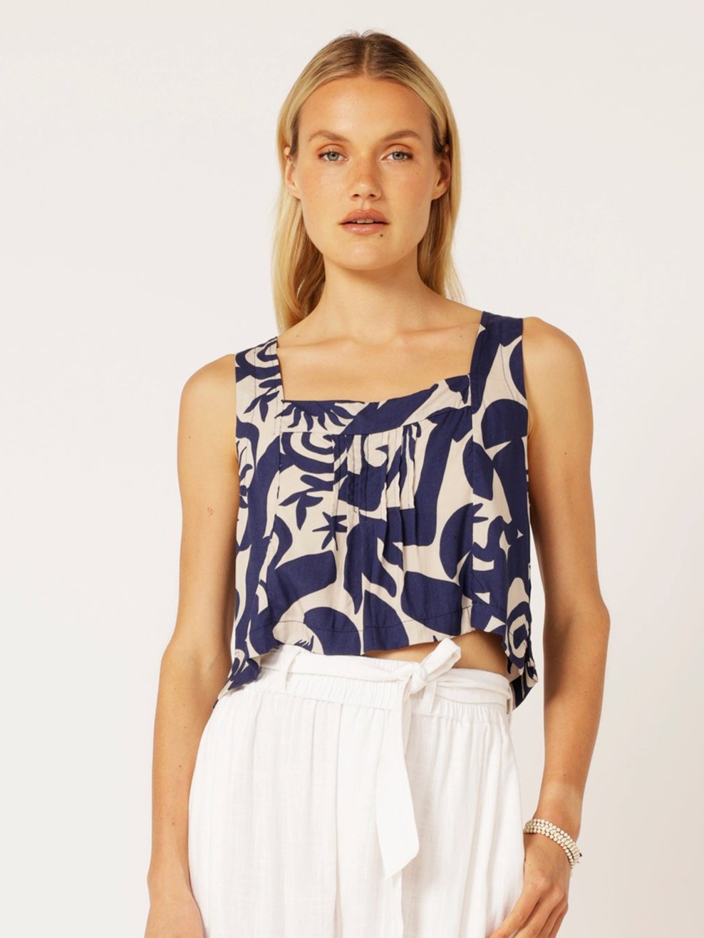 Lotus Tank | Soleil Navy - Saffron Road