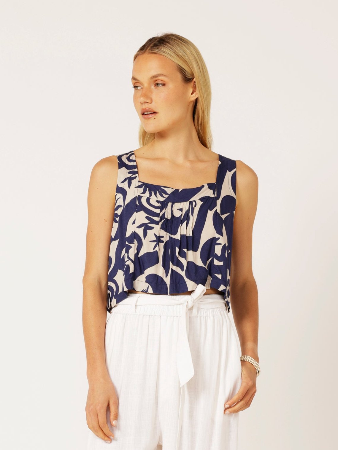 Lotus Tank | Soleil Navy - Saffron Road