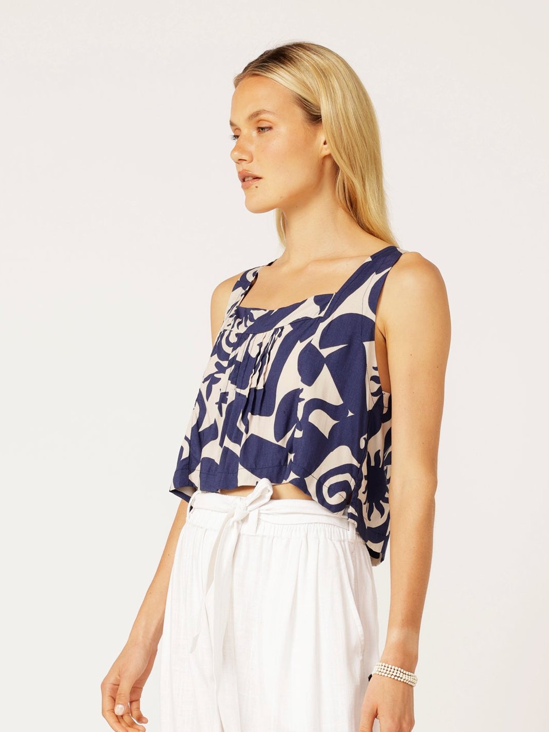 Lotus Tank | Soleil Navy - Saffron Road