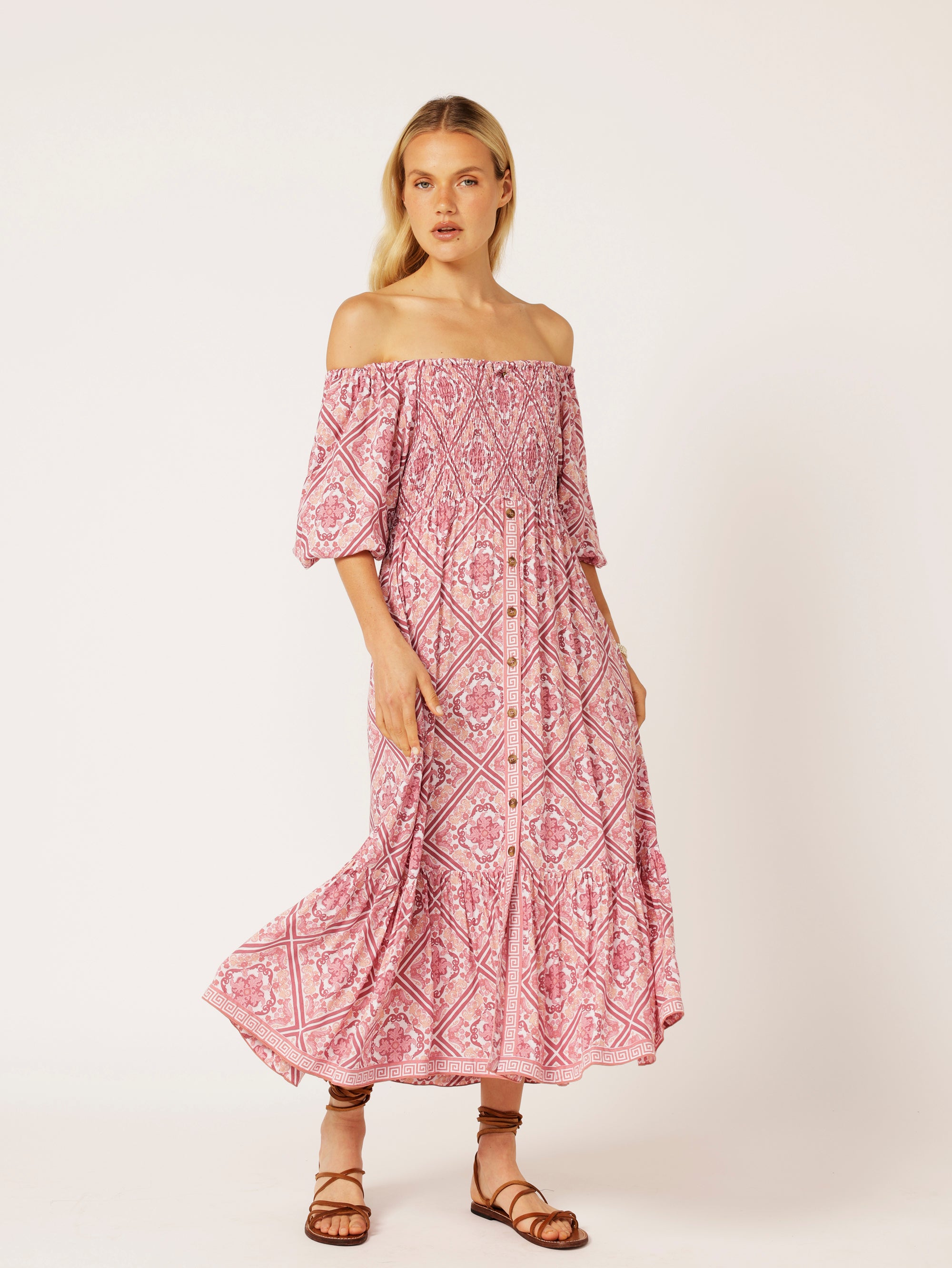 Harper Dress MAXI | Tea Rose Tile - Saffron Road