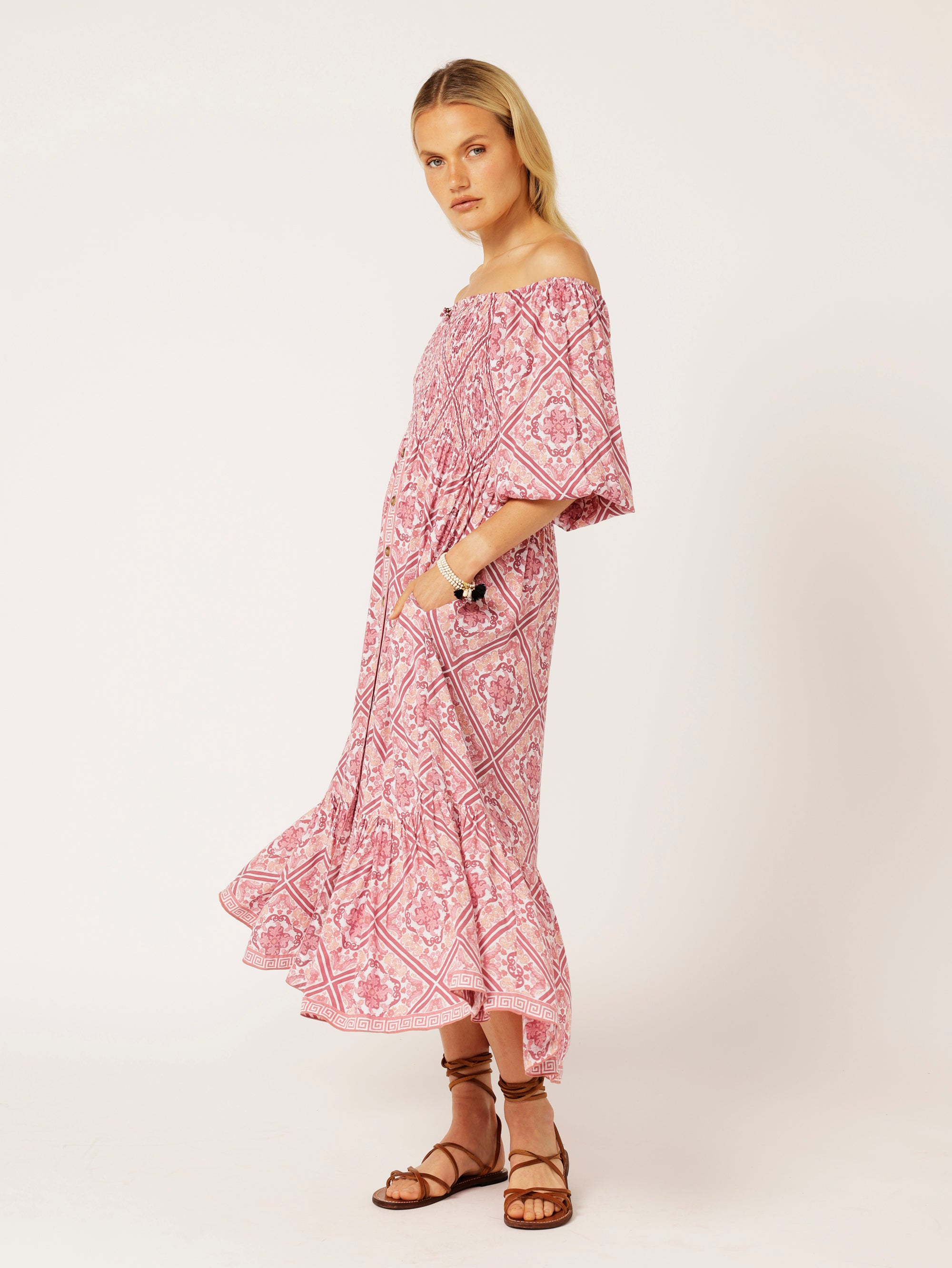 Harper Dress MAXI | Tea Rose Tile - Saffron Road