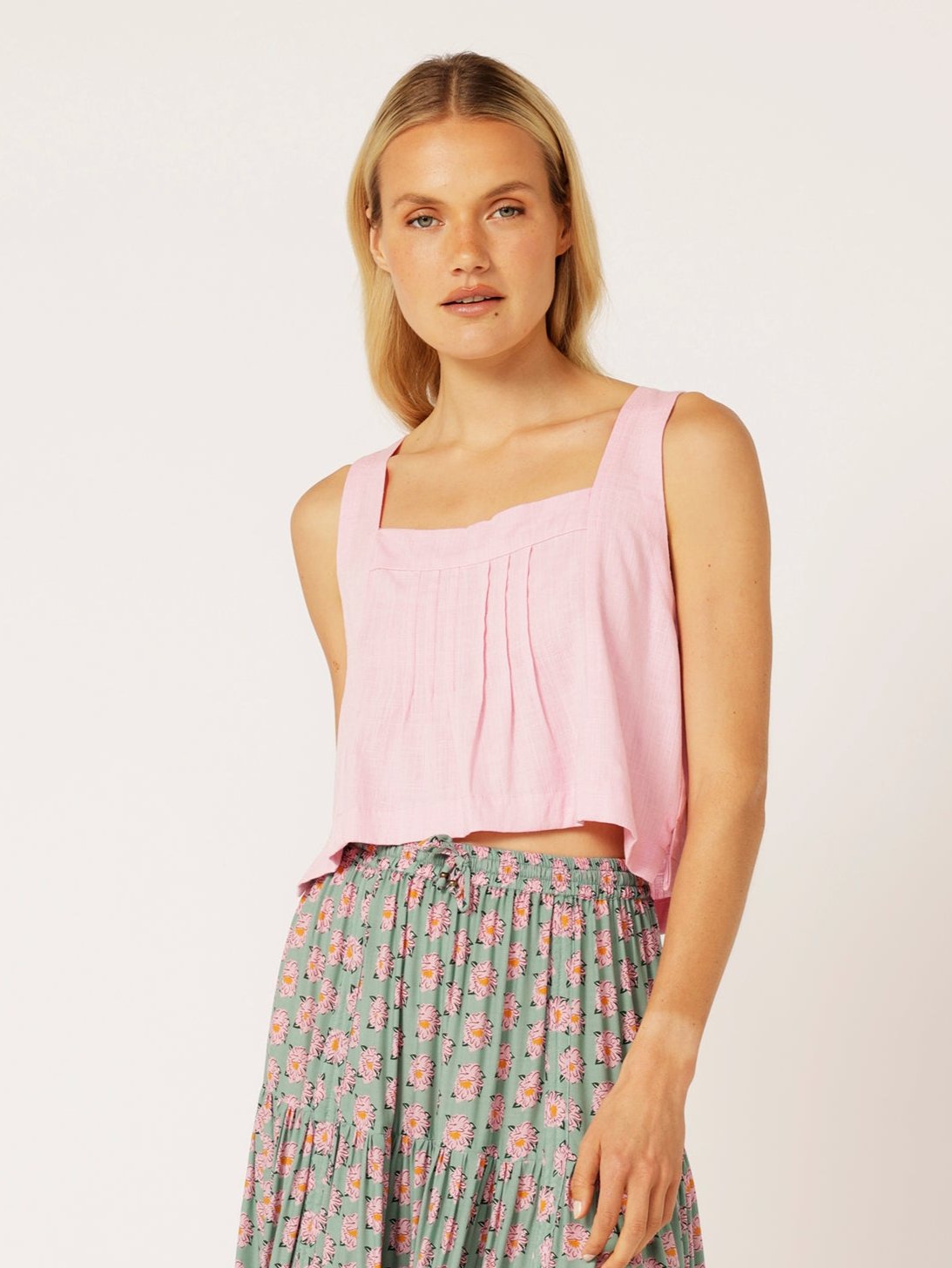 Lotus Tank | Ice Pink | Viscose Linen - Saffron Road