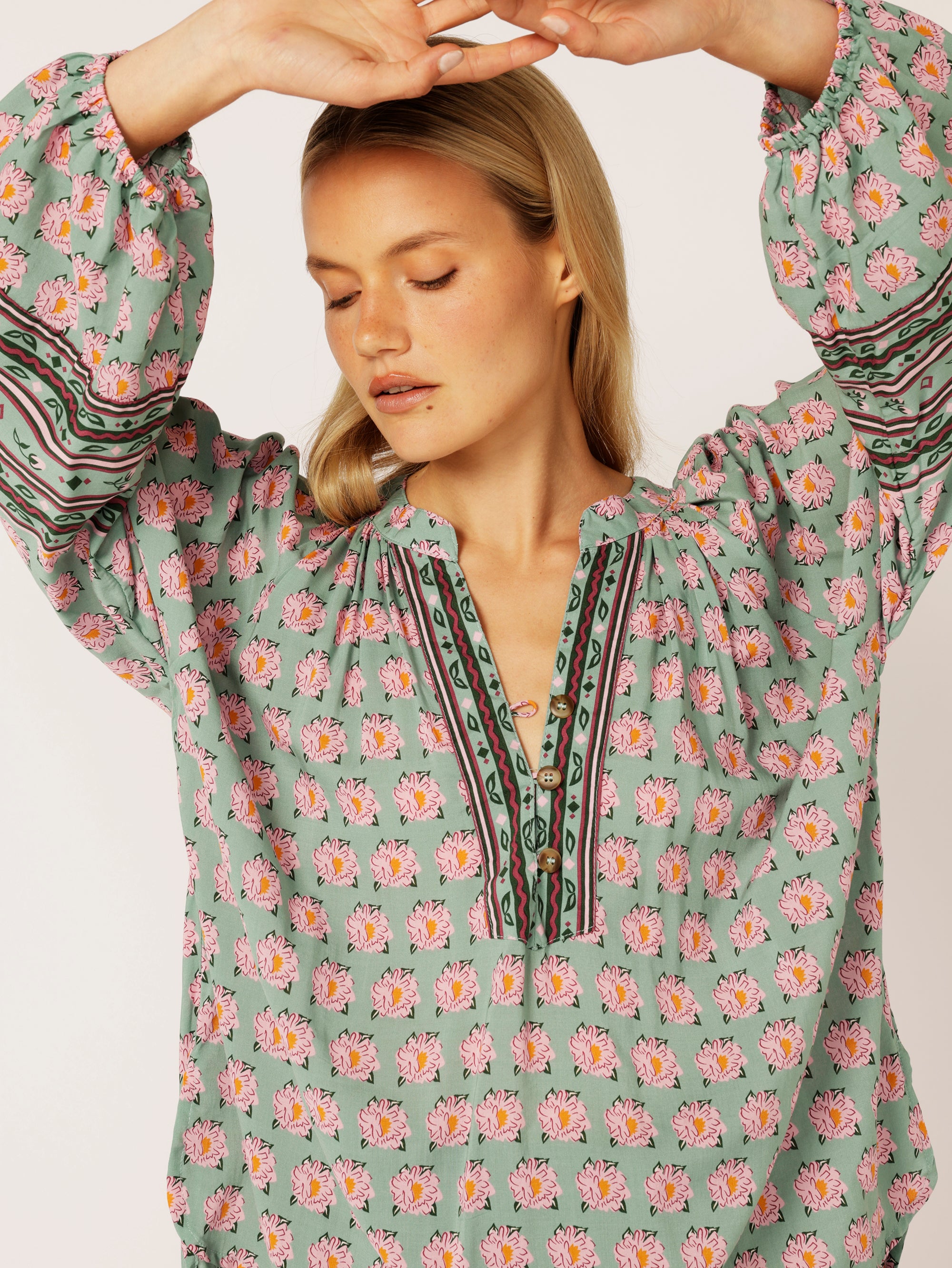 Bella Blouse | Sage Peony - Saffron Road