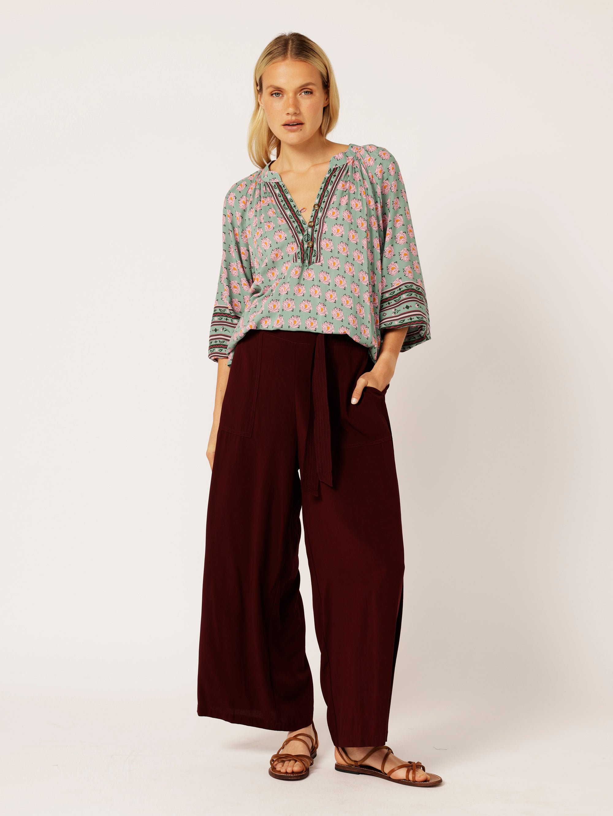 High Waisted Lounge Pant | Plum - Saffron Road