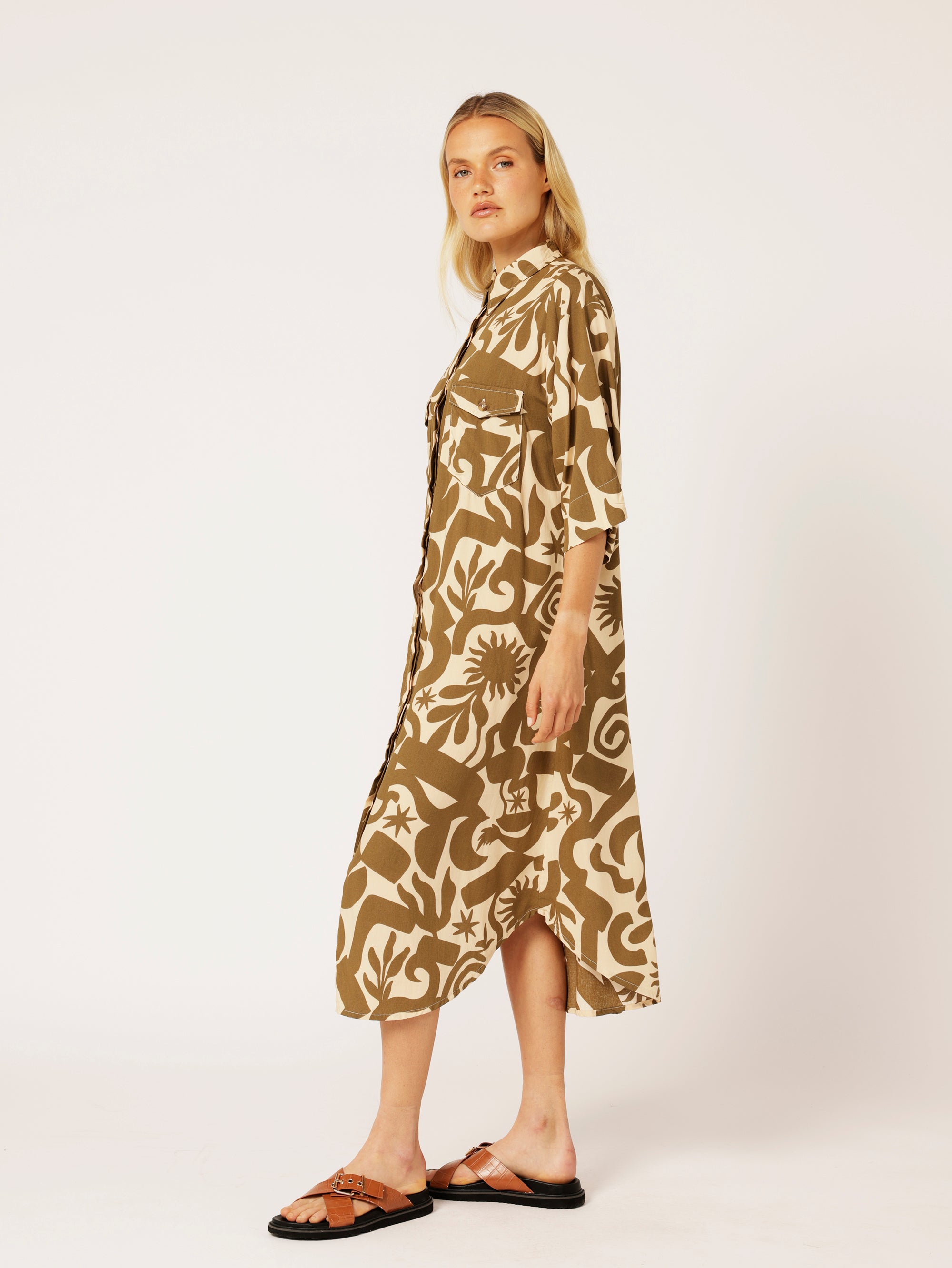 Shirt Dress | Soleil Khaki - Saffron Road