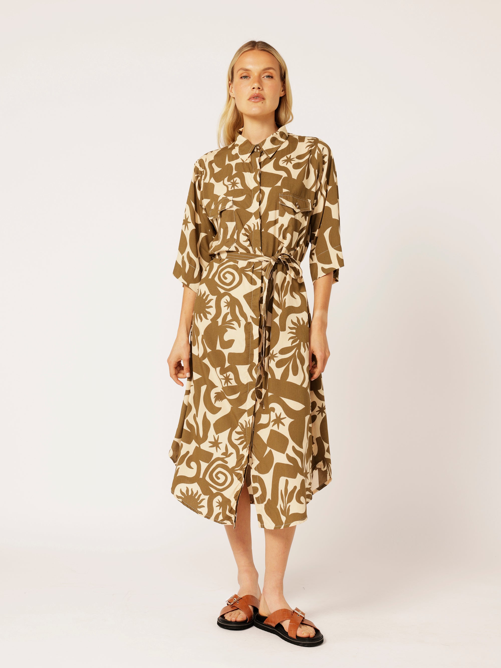 Shirt Dress | Soleil Khaki - Saffron Road