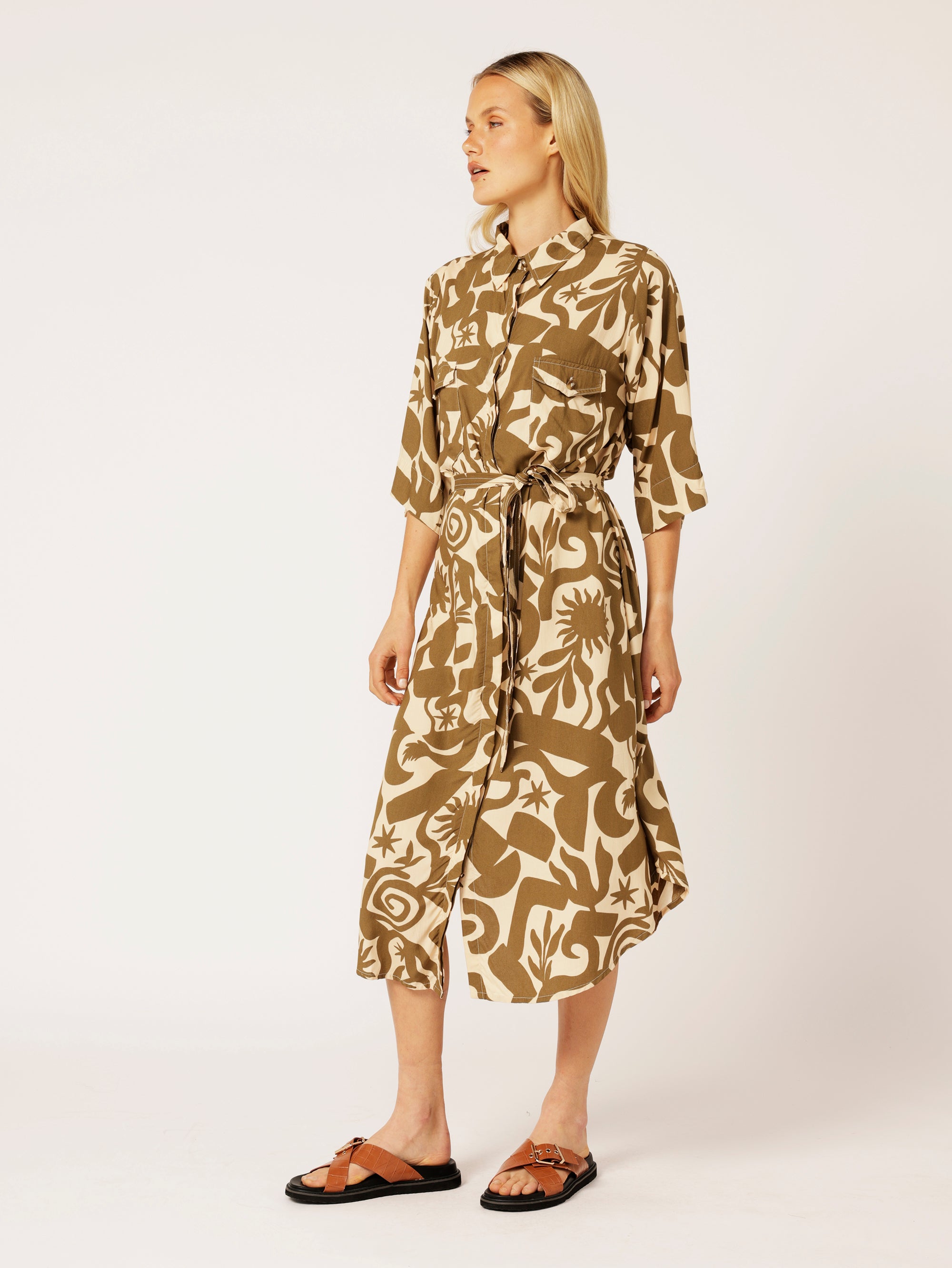 Shirt Dress | Soleil Khaki - Saffron Road