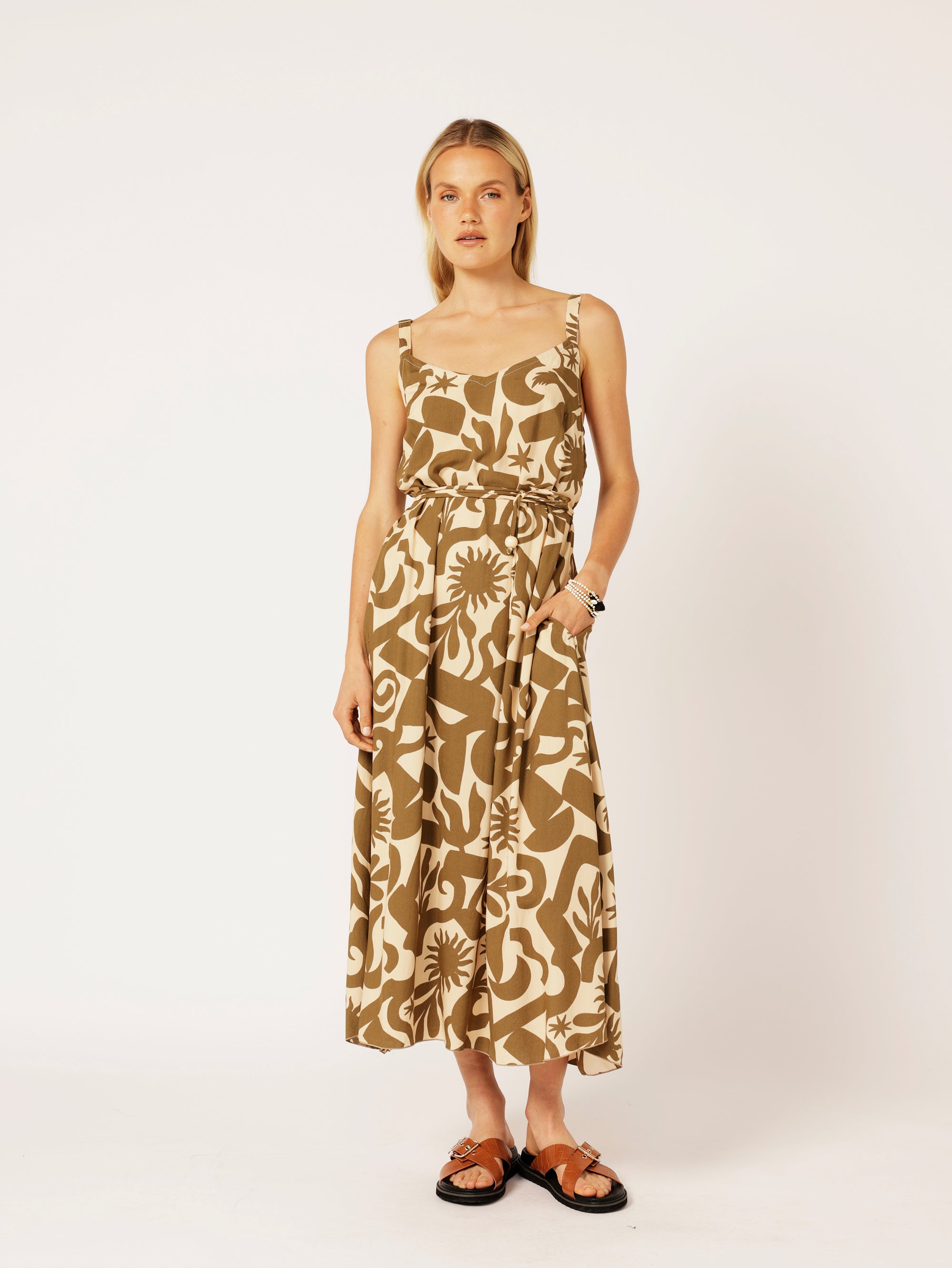 A-line Slip Dress | Soleil Khaki - Saffron Road