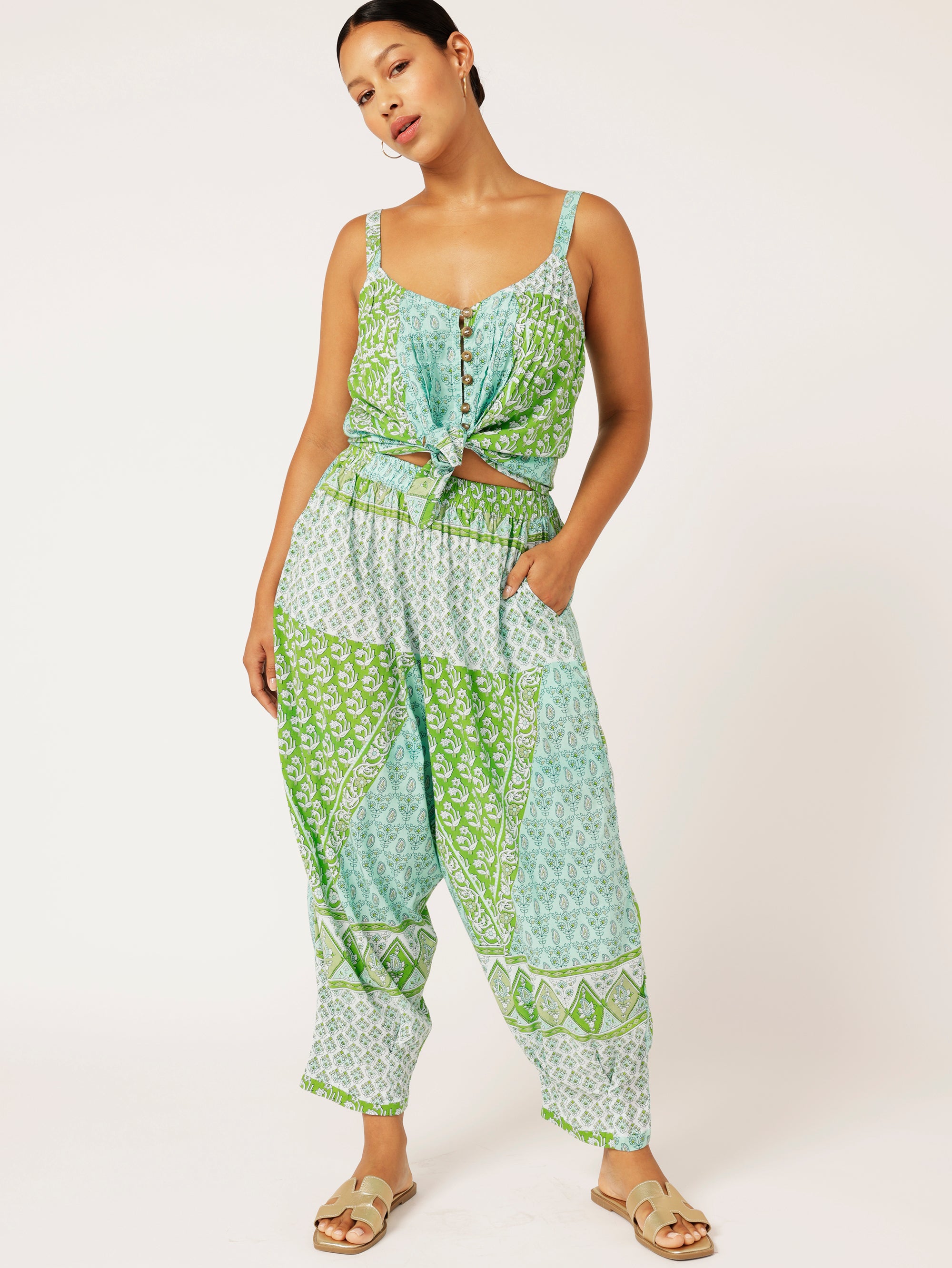 Paradise Pant | Turquoise Meadow - Saffron Road