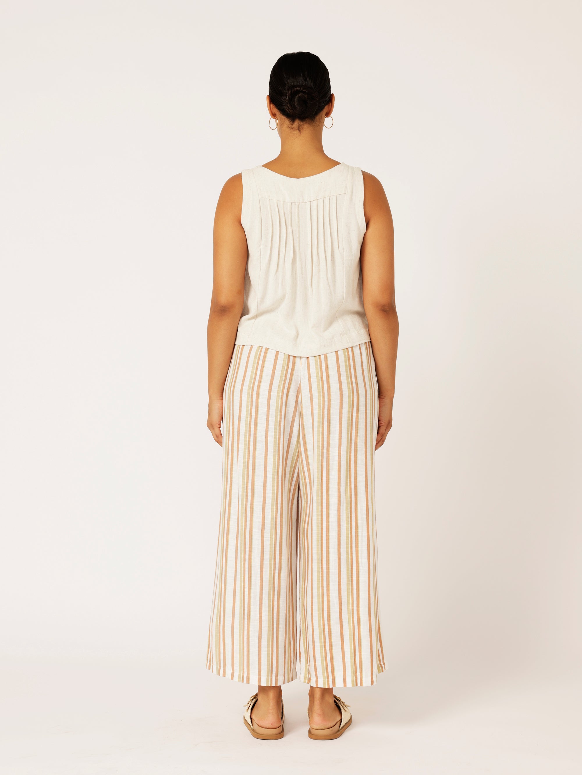 Island Pant | Sand Stripe | Linen Viscose - Saffron Road