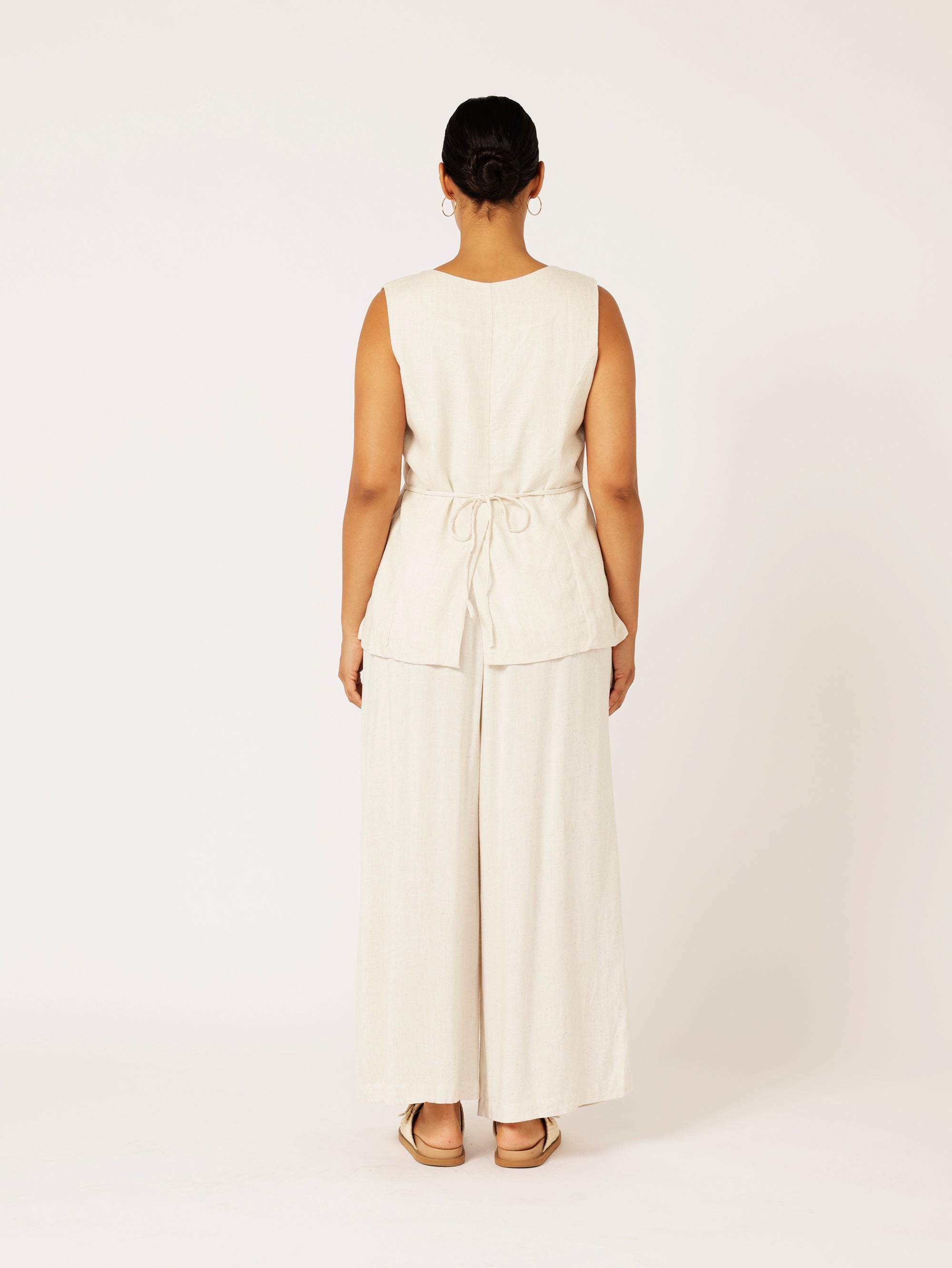 Vest (LONG) | Wheat | Linen Viscose - Saffron Road