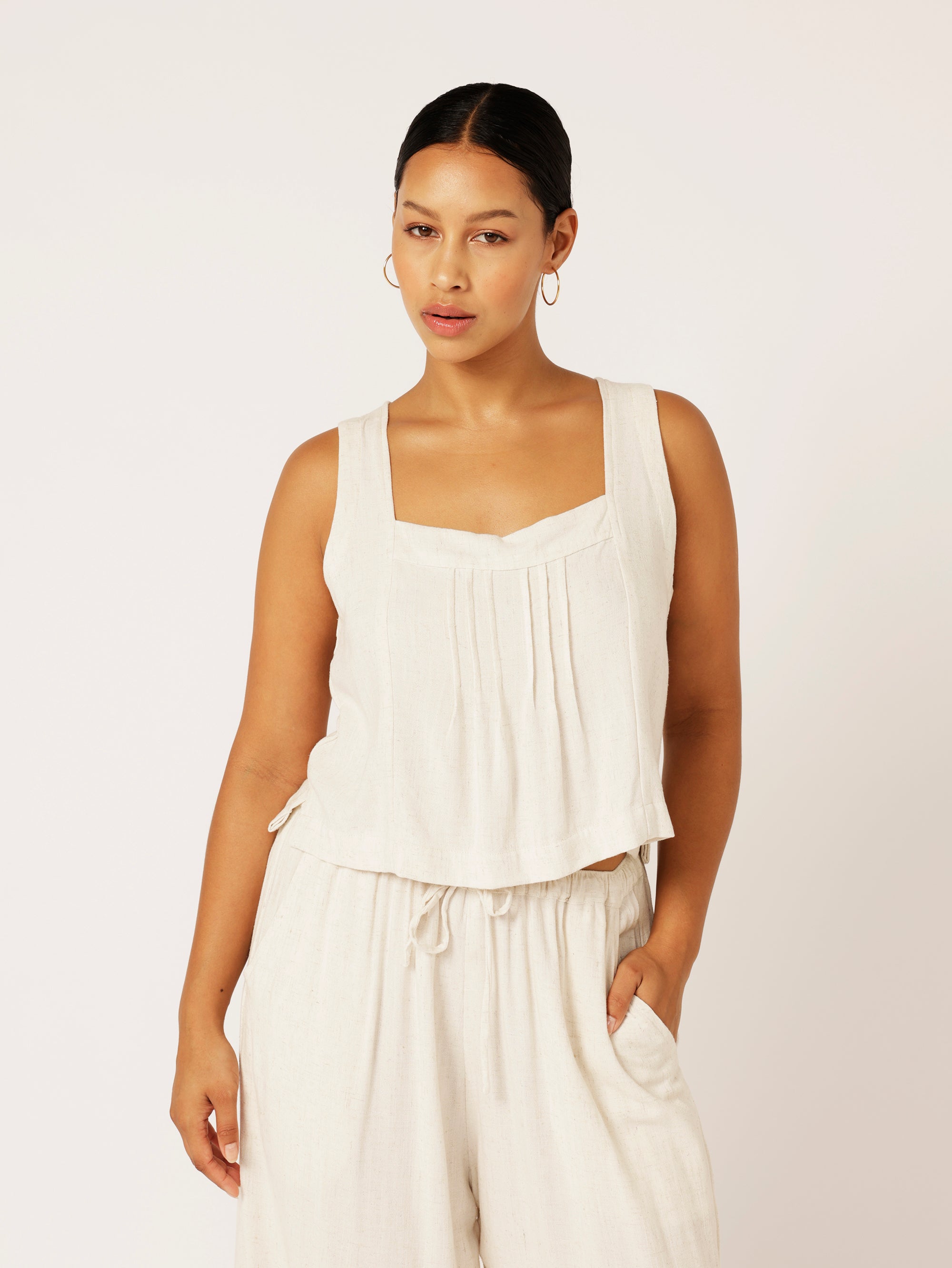 Lotus Tank | Wheat | Viscose Linen - Saffron Road