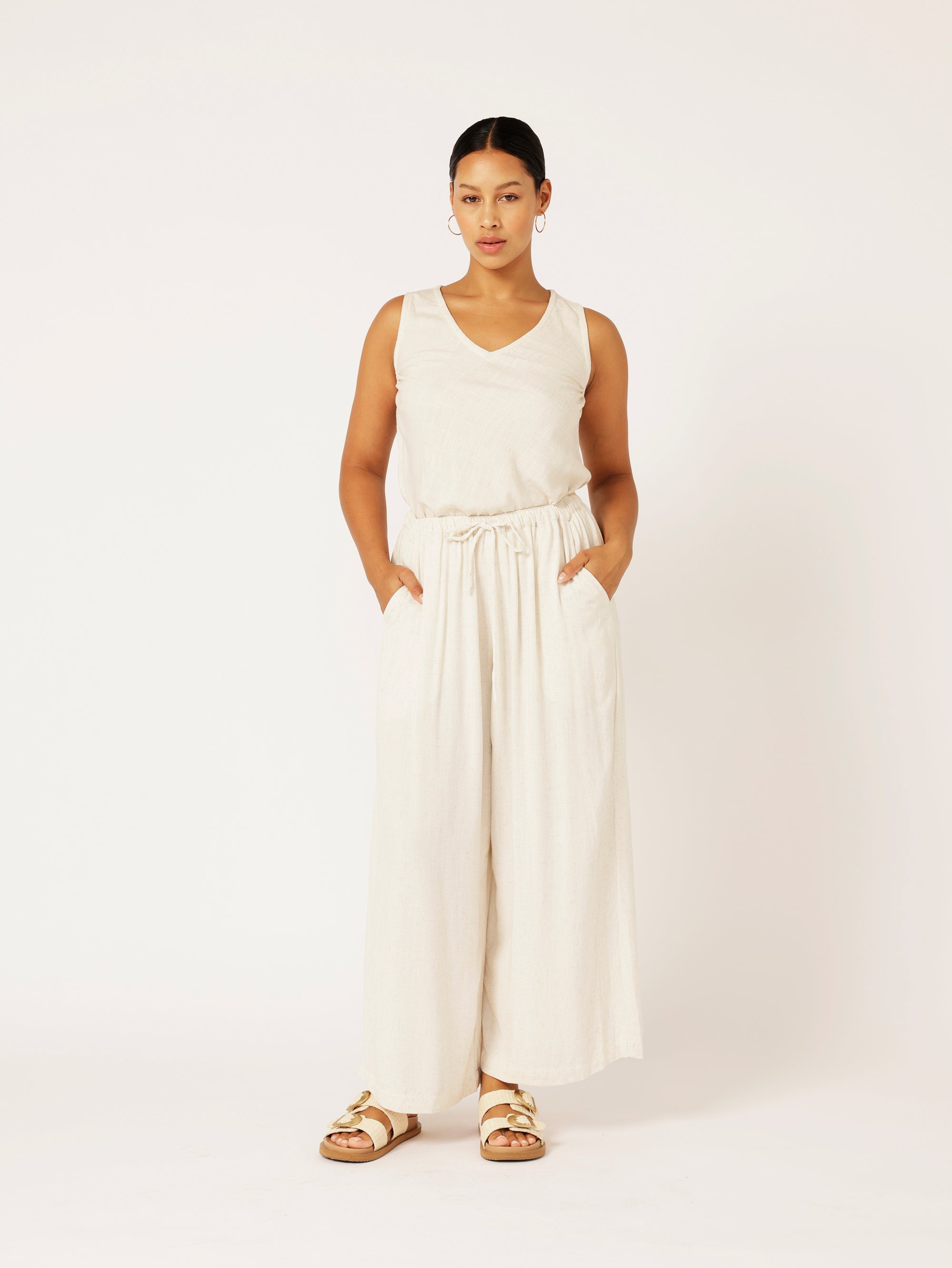 Viv Tank | Wheat | Linen Viscose - Saffron Road