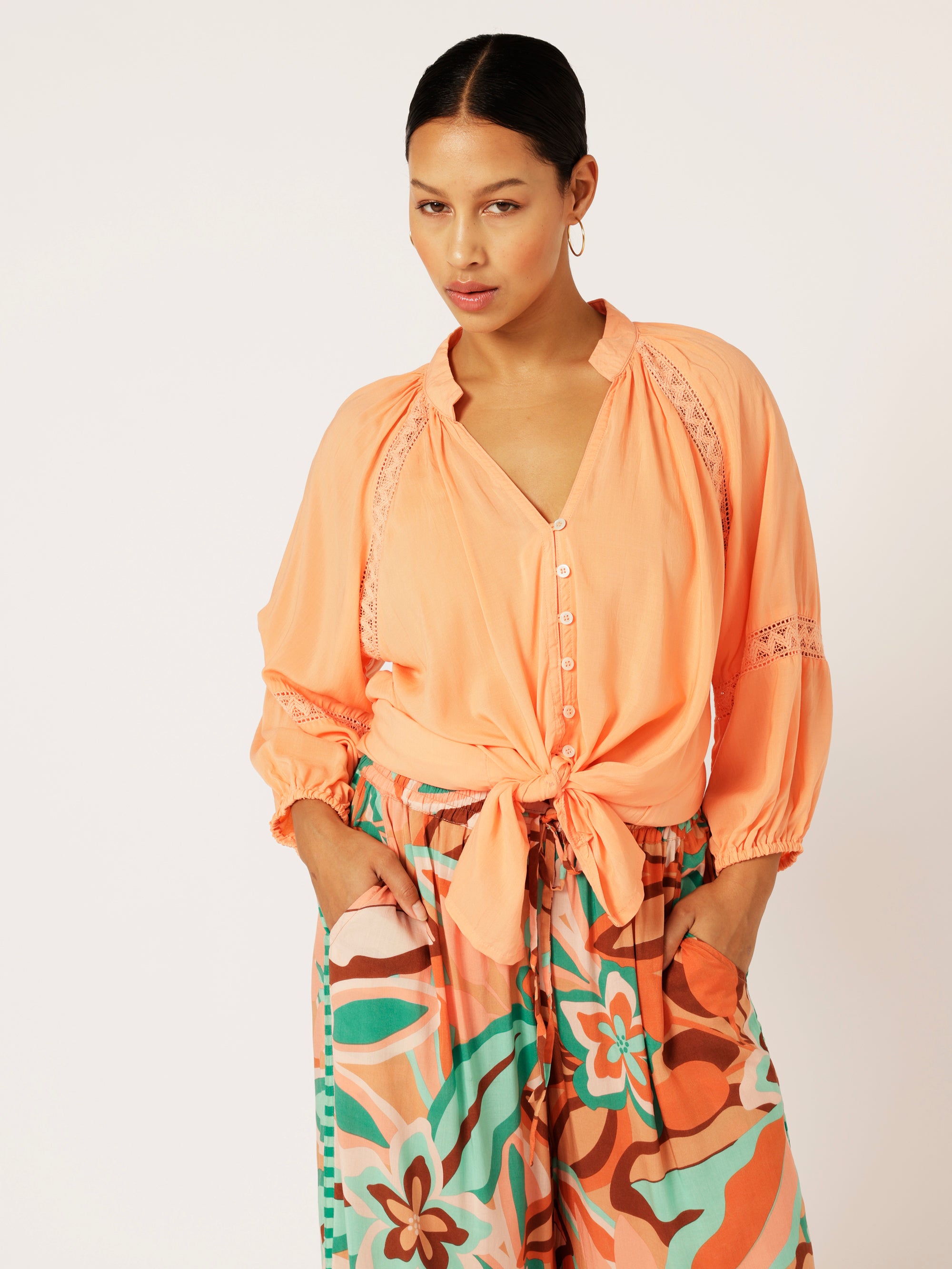 Take Me Away Blouse | Coral - Saffron Road