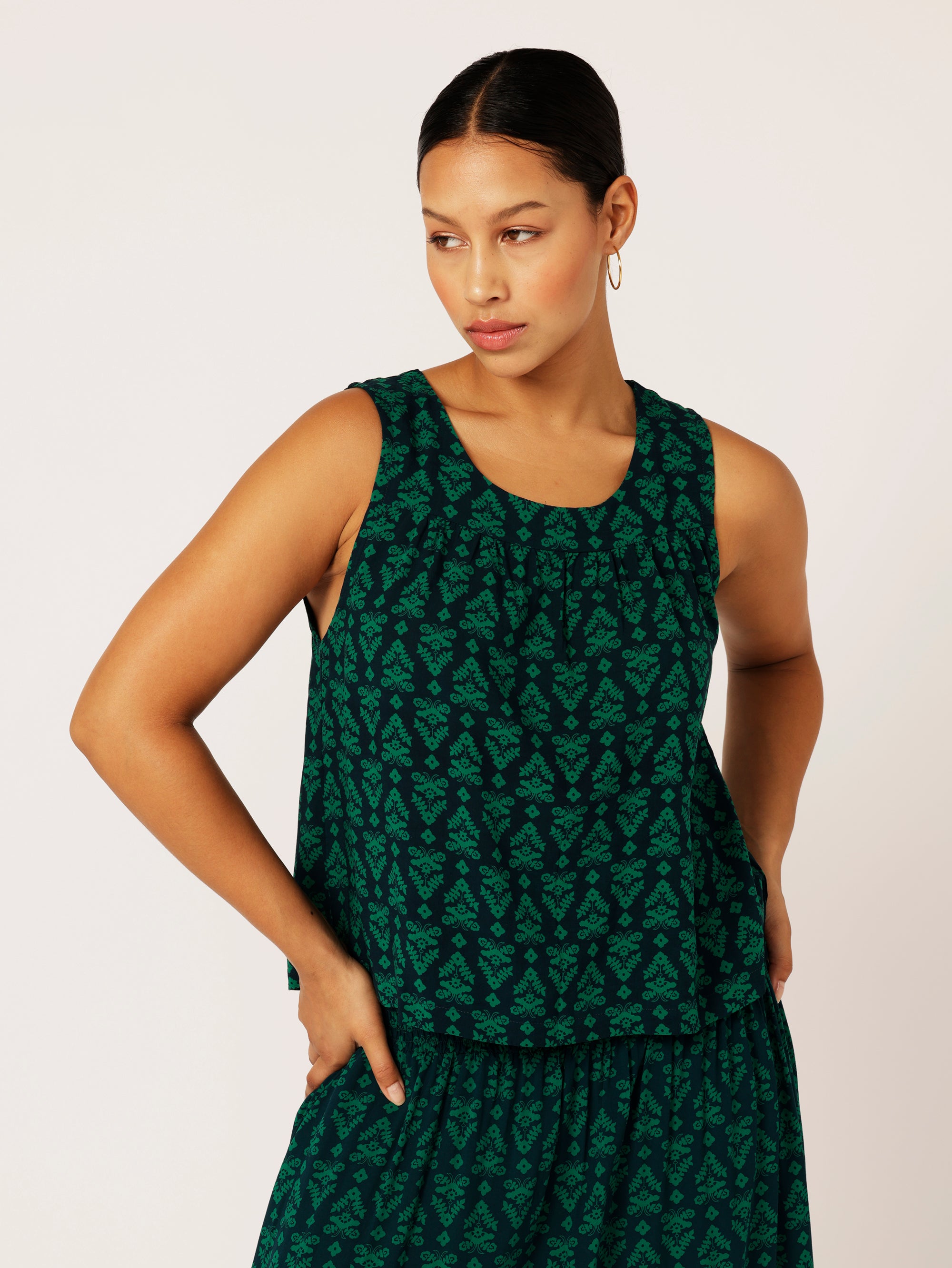 Zephyr Tank | Aztec Green - Saffron Road