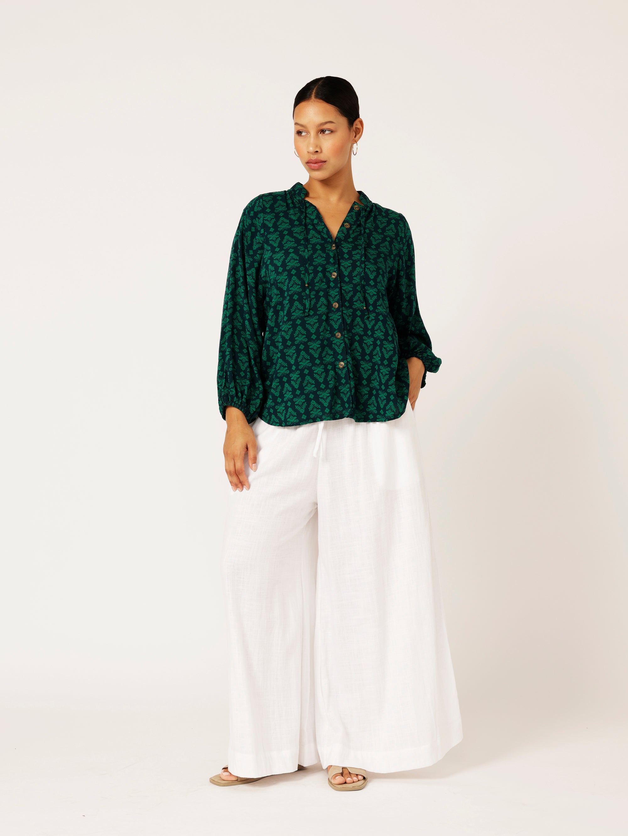 Luna Blouse | Aztec Green - Saffron Road