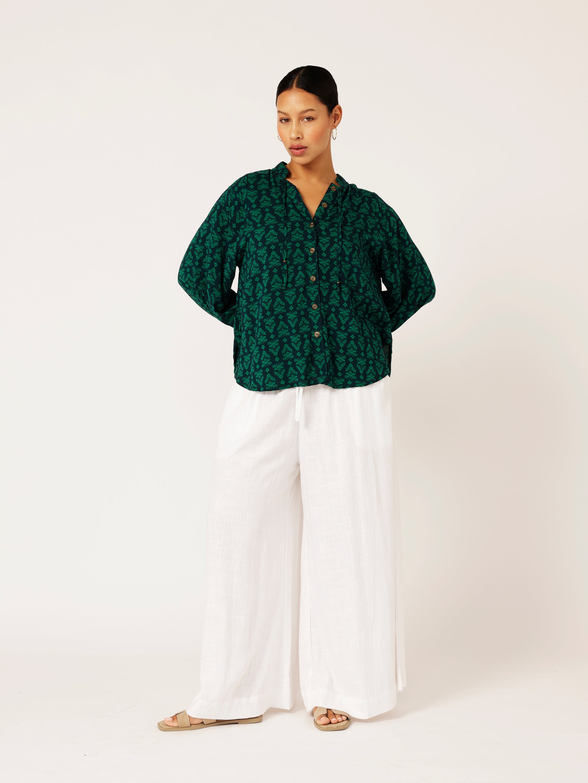 Luna Blouse | Aztec Green - Saffron Road