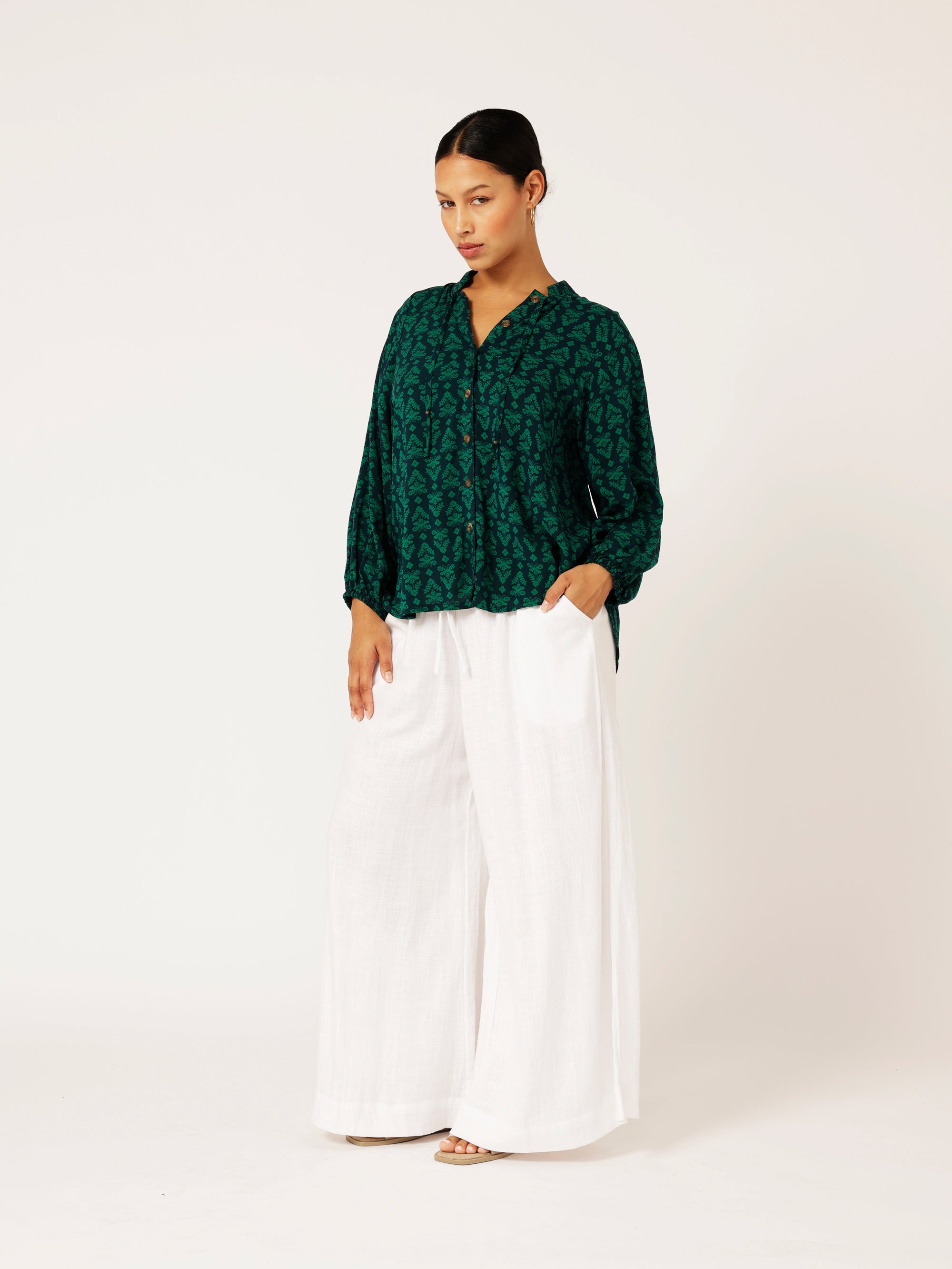 Luna Blouse | Aztec Green - Saffron Road