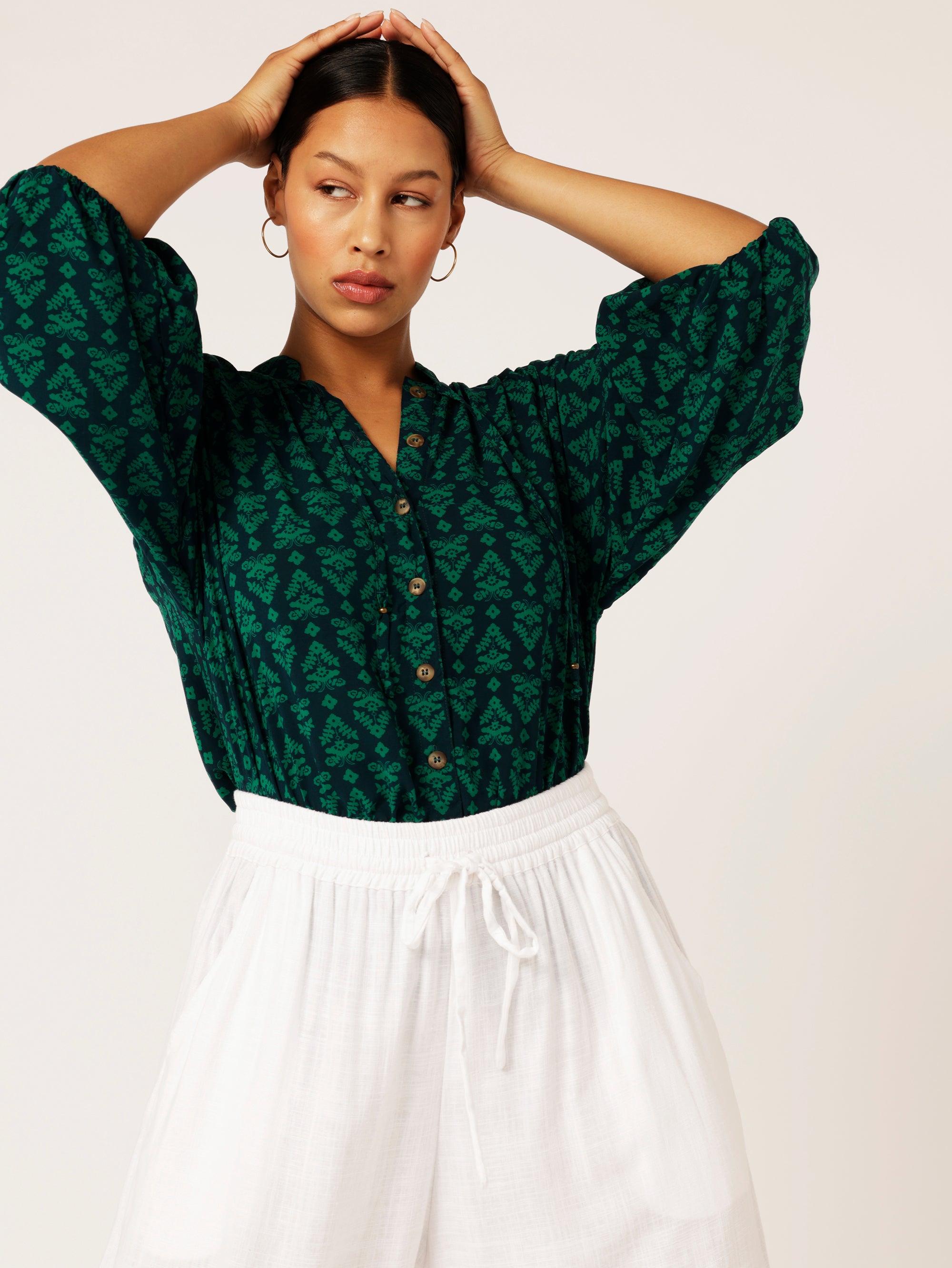 Luna Blouse | Aztec Green - Saffron Road