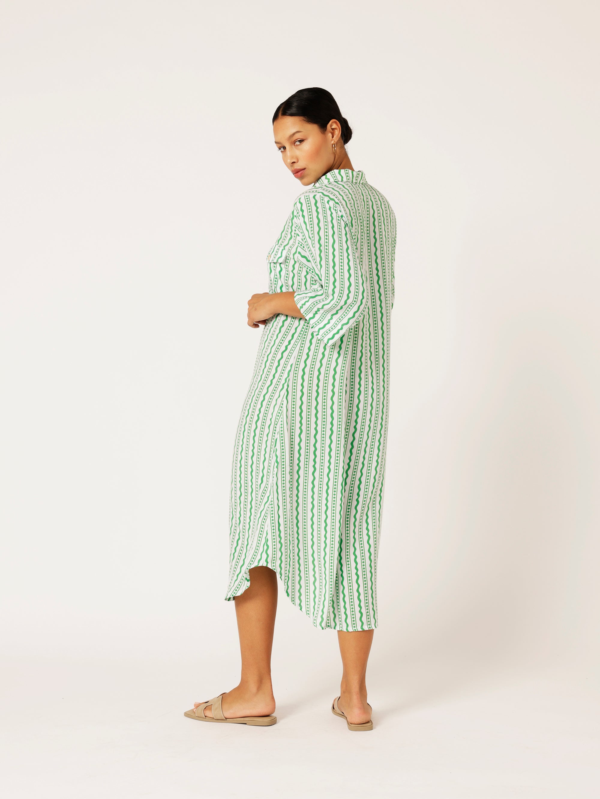 Shirt Dress | Euro Border Green - Saffron Road