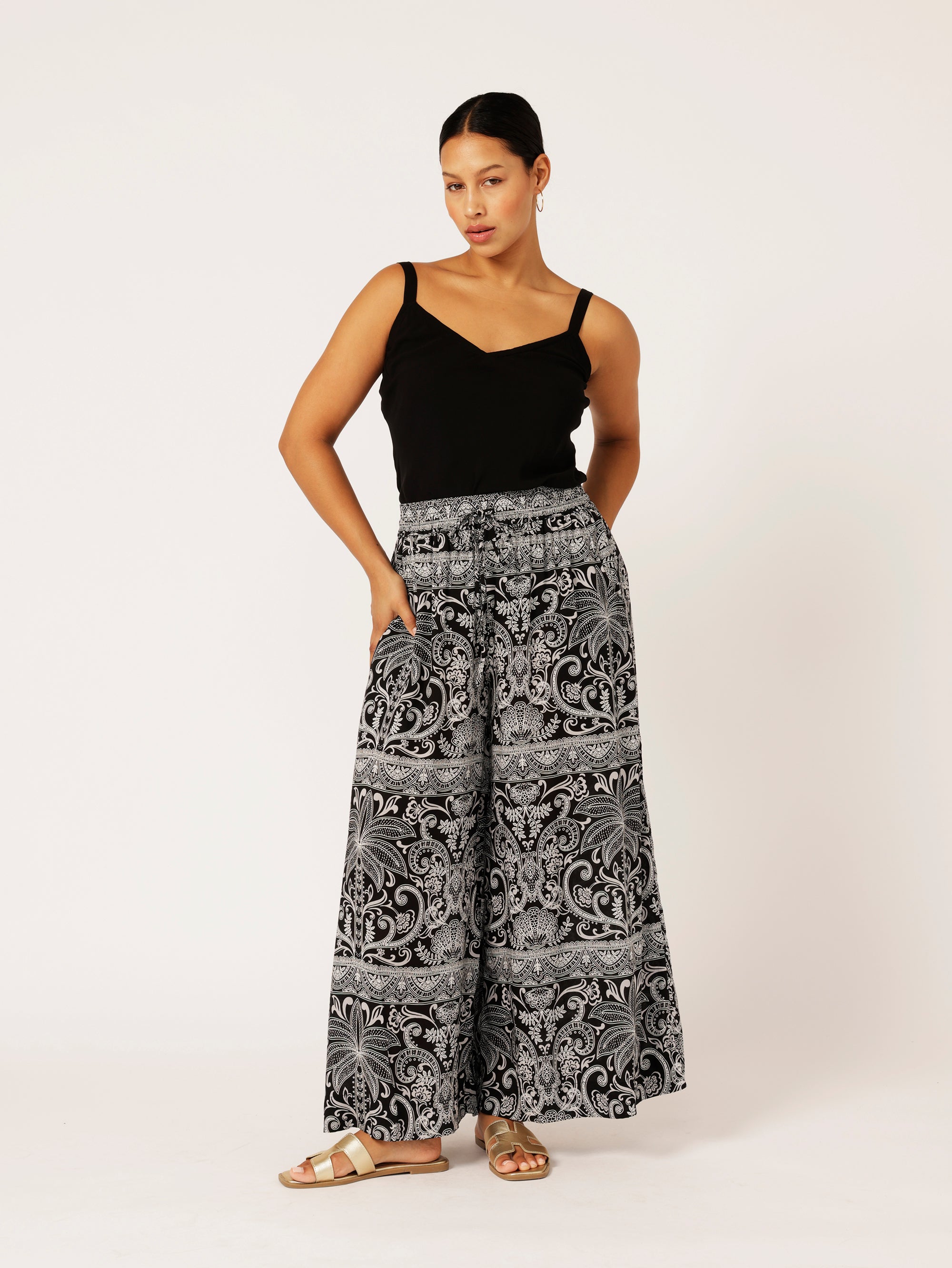 Palazzo Pant | Black Palm - Saffron Road