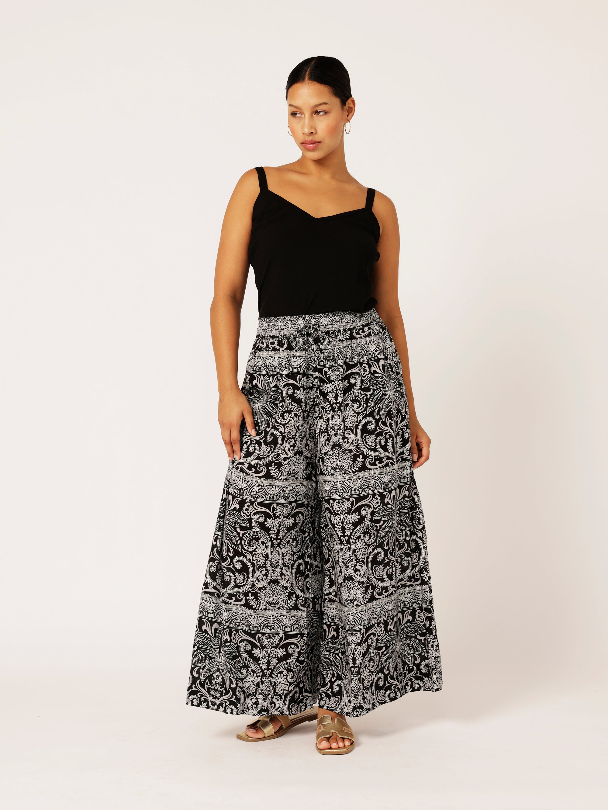 Palazzo Pant | Black Palm - Saffron Road