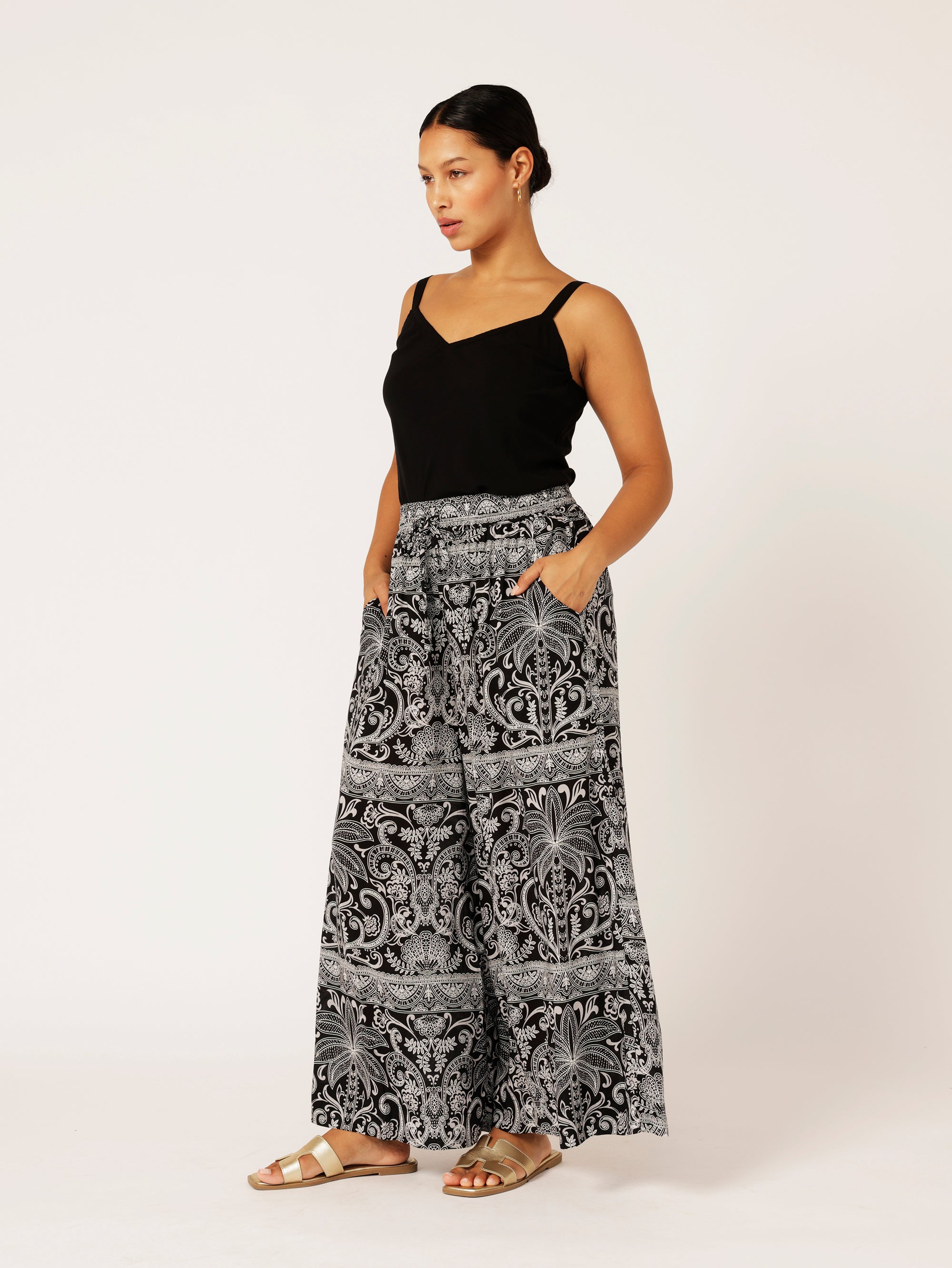 Palazzo Pant | Black Palm - Saffron Road