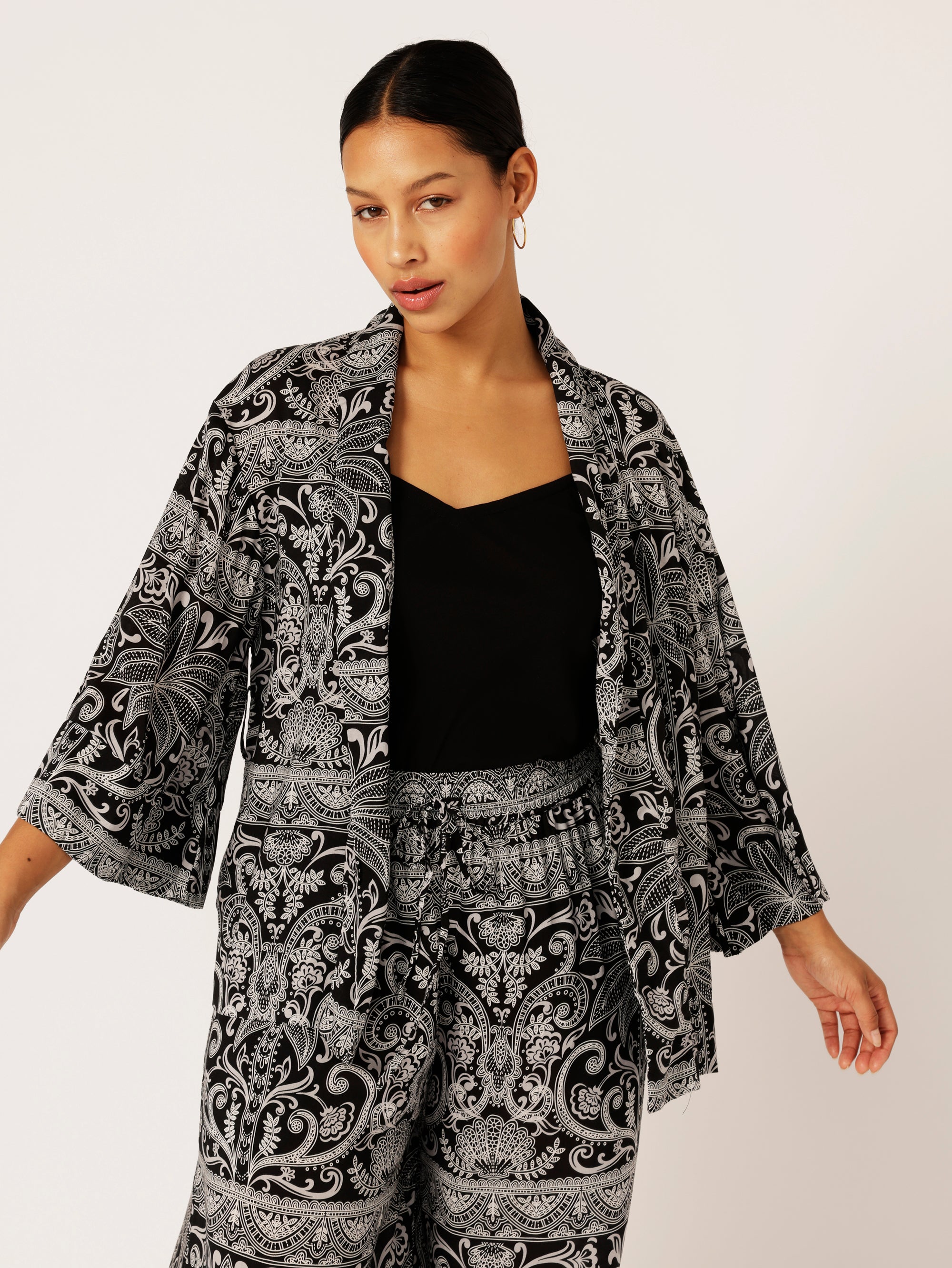 Kimono Shirt | Black Palm - Saffron Road