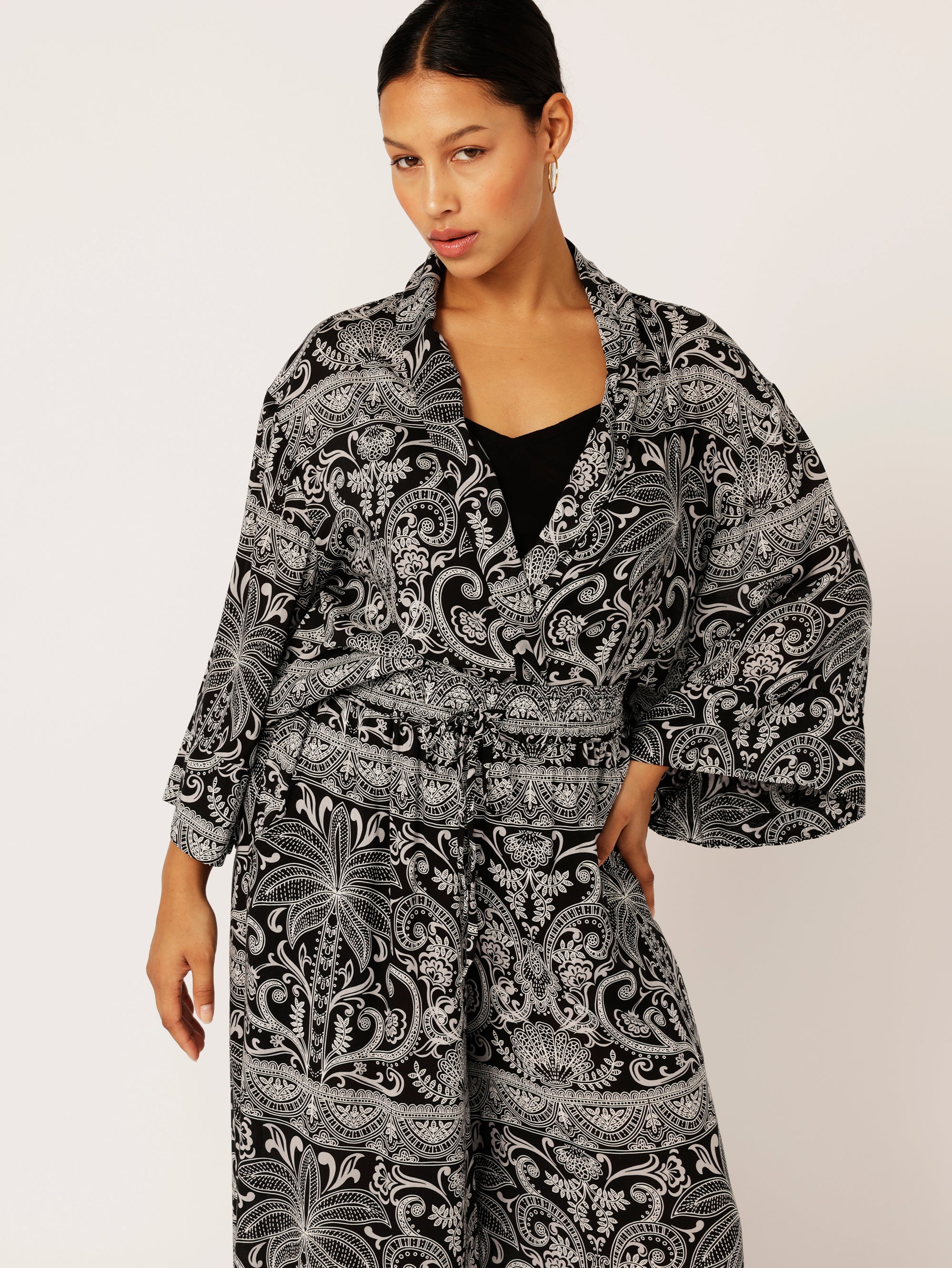 Kimono Shirt | Black Palm - Saffron Road