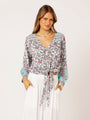 Jasmine Tie Top | Turquoise Bloom - Saffron Road