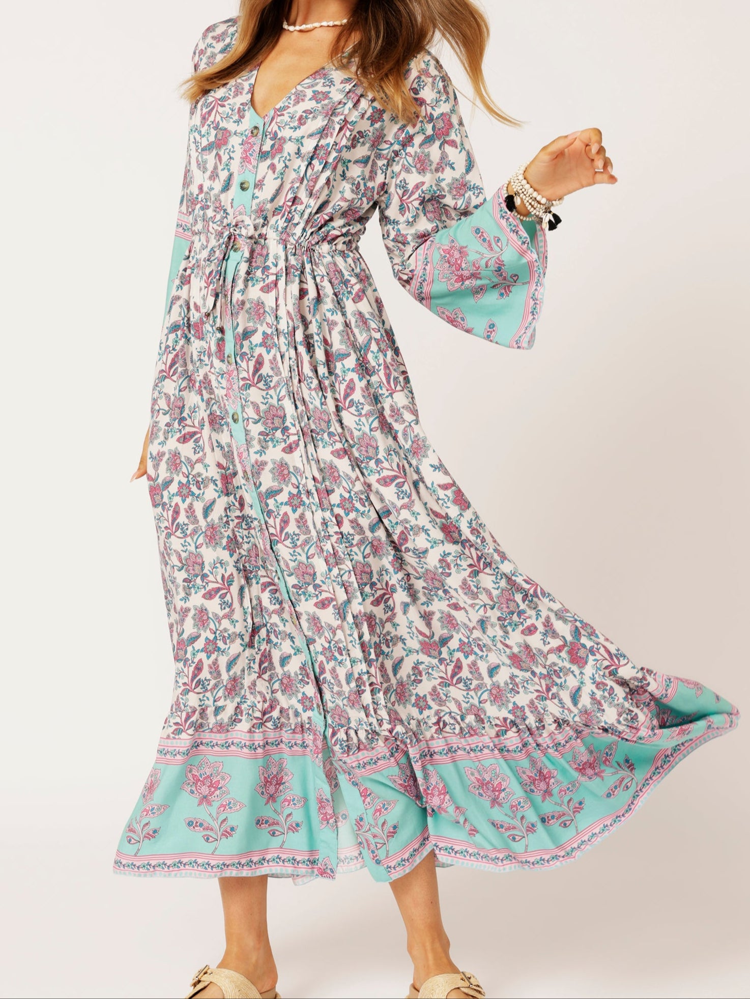 Duster Dress | Turquoise Bloom - Saffron Road